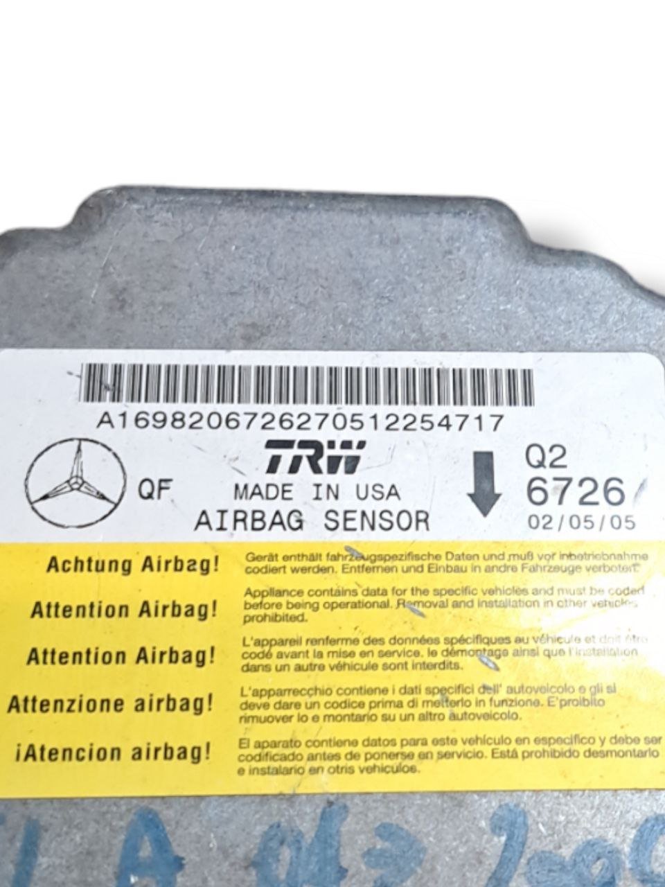 Centralina Airbag Mercedes-Benz Classe A w169 ( 2004 - 2012 ) COD:A1698206726