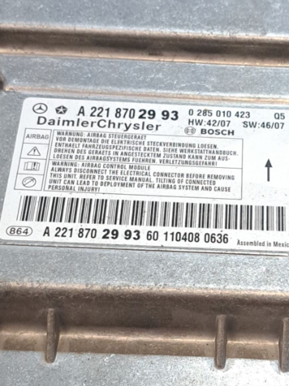Centralina Airbag Mercedes-Benz Classe S W221 (2005-2013) COD:A2218702993