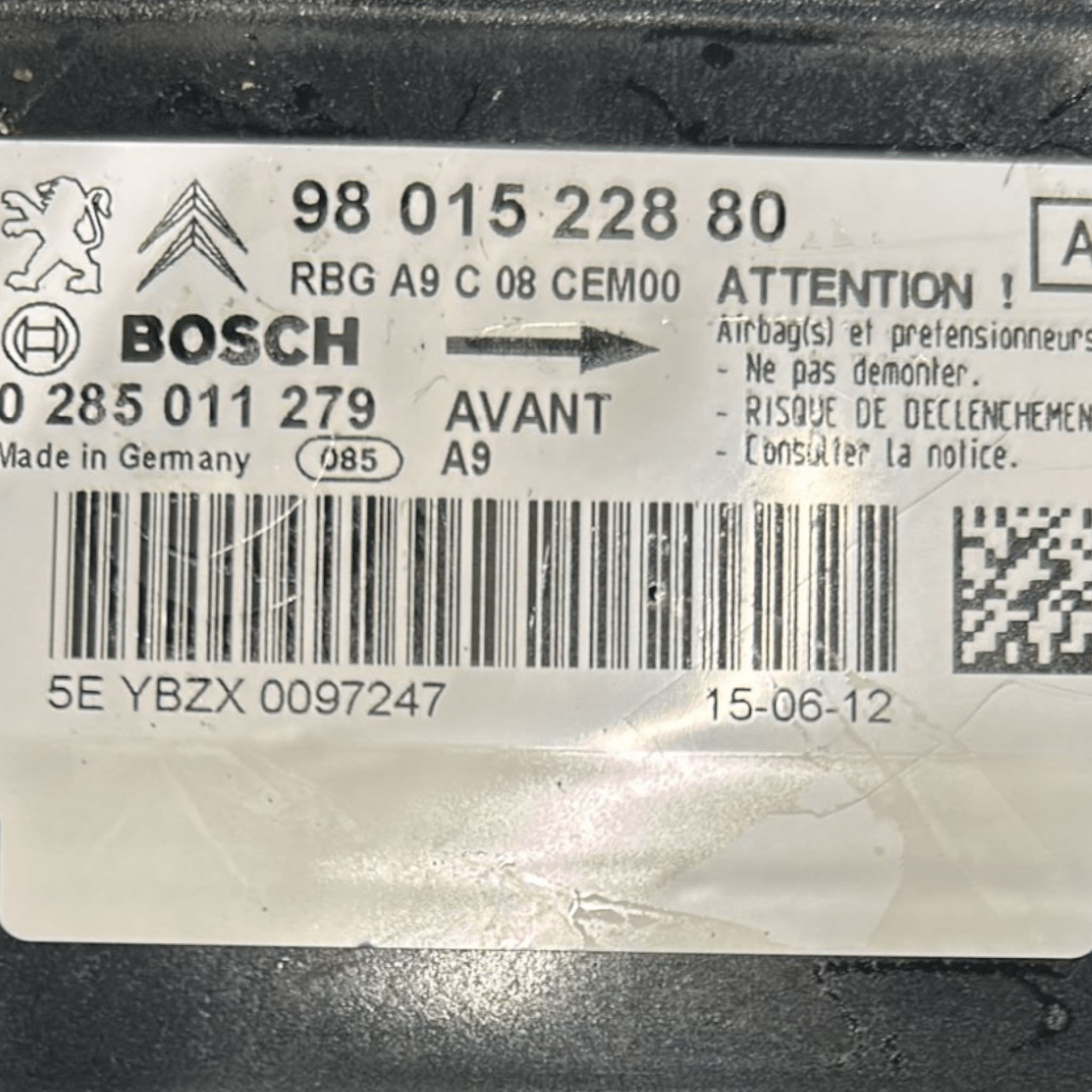 Centralina AirBag Peugeot 208 (2012 > 2019) cod:9801522880