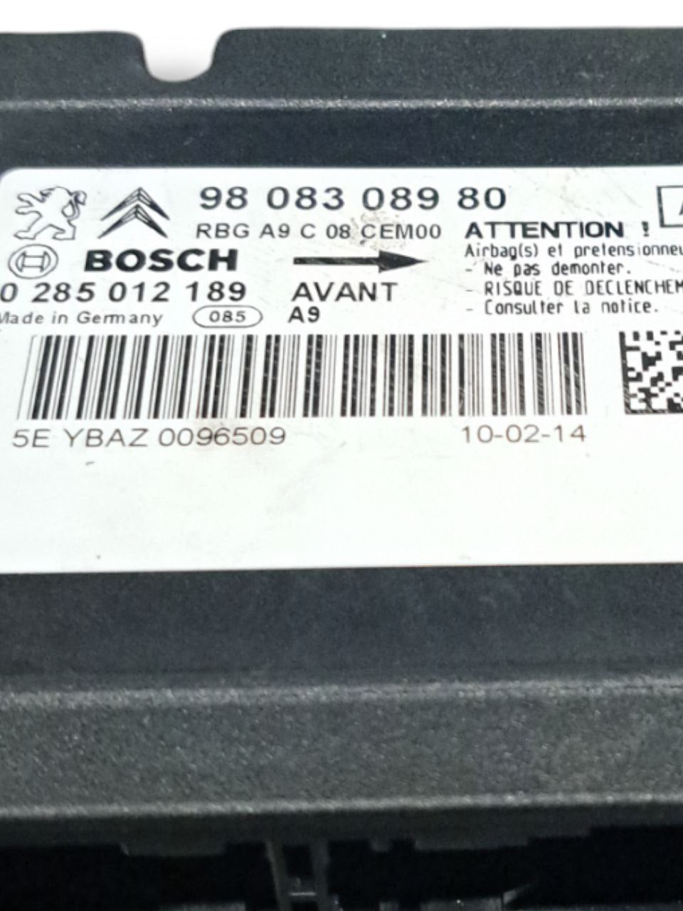 Centralina Airbag Peugeot 208 (2012-2019) COD:9808308980
