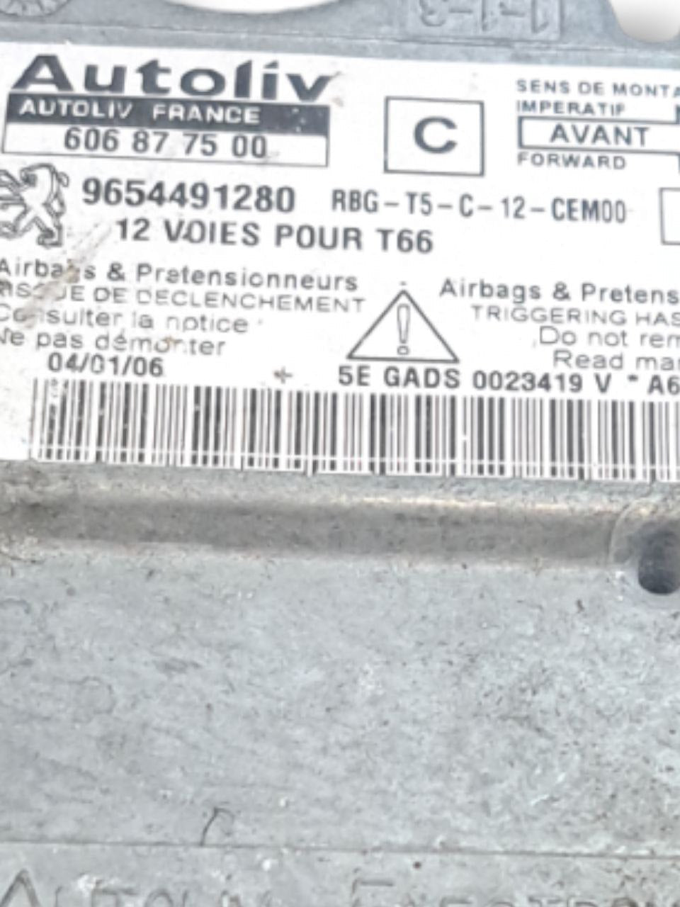 Centralina airbag Peugeot 307 cc (2005) COD:9654491280