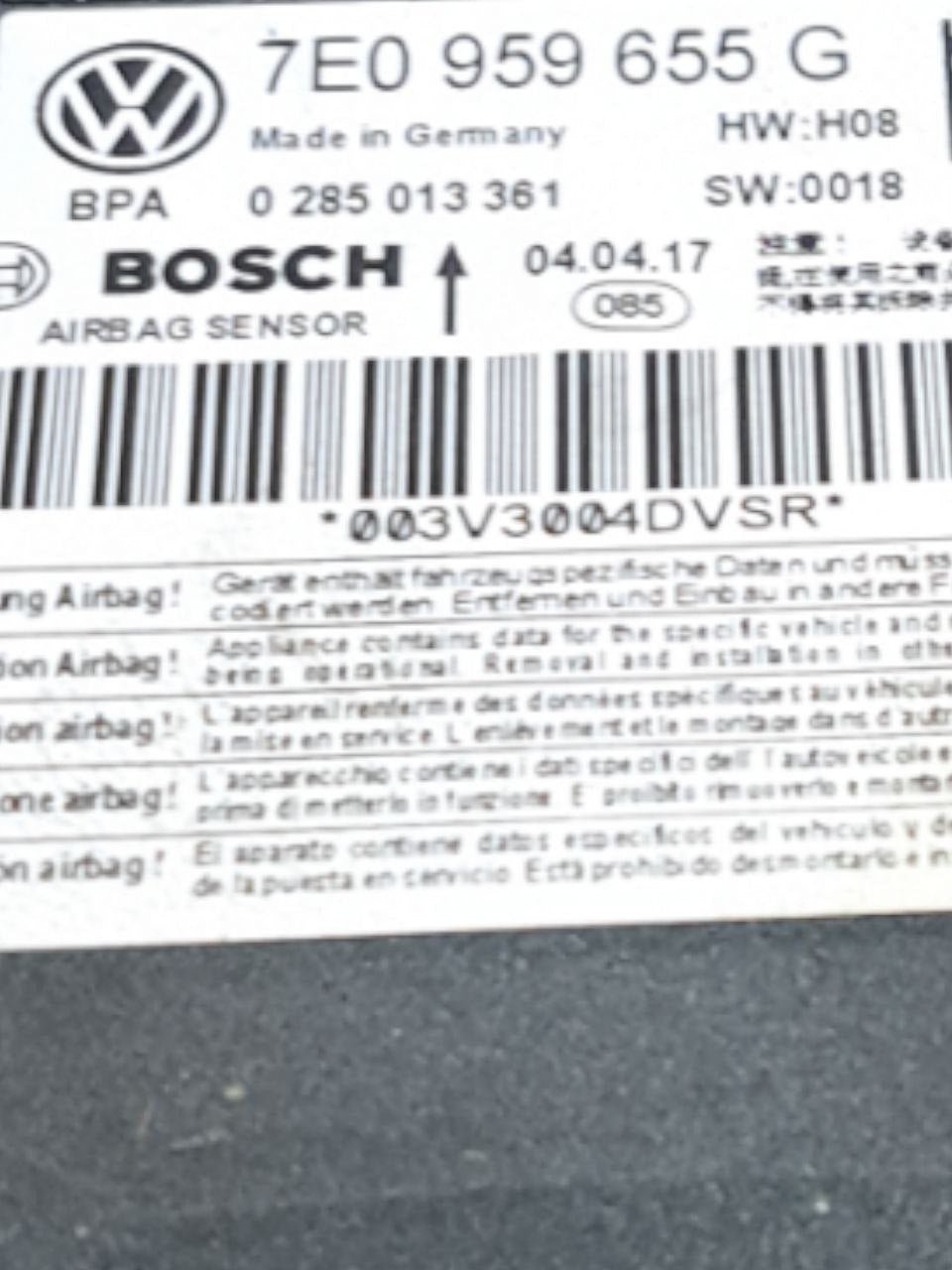 Centralina airbag Volkswagen Transporter (2015>) COD:7E0959655G