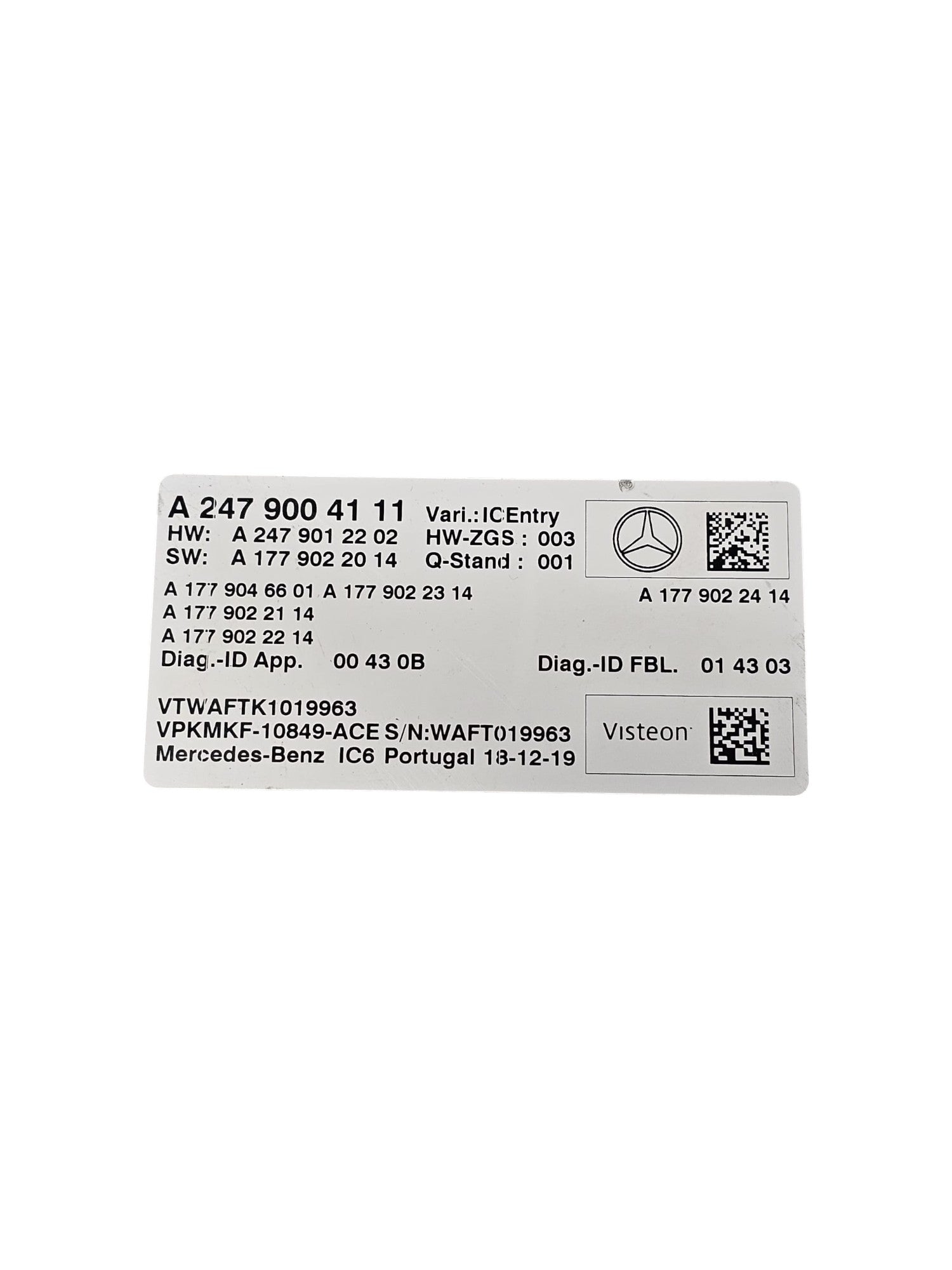 Centralina Bluetooth Mercedes Classe B W247 Cod:A2479004111 (2019->)
