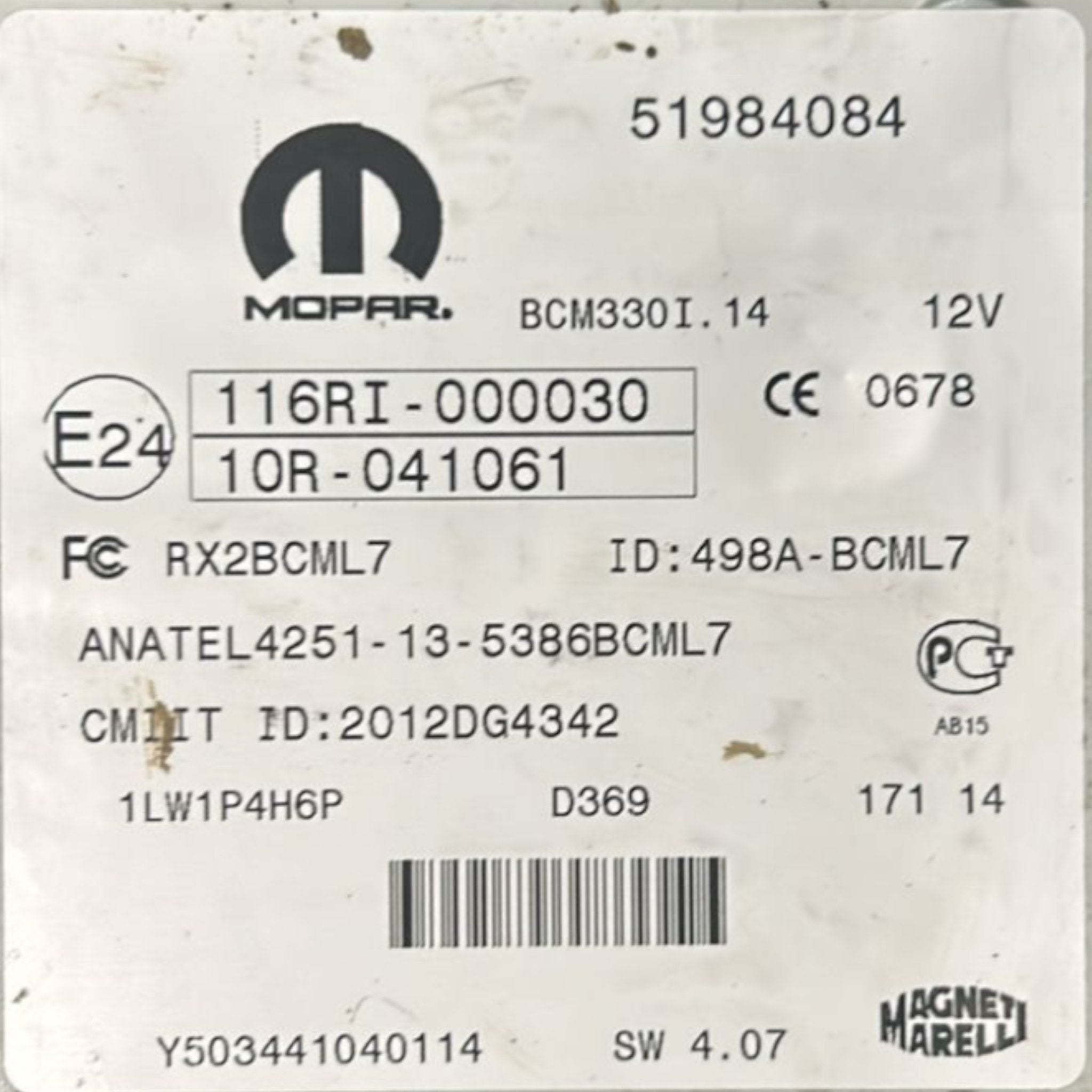 Centralina / Body Computer Fiat 500 L 1.3 Diesel cod.51984084 (2012 > 2022)