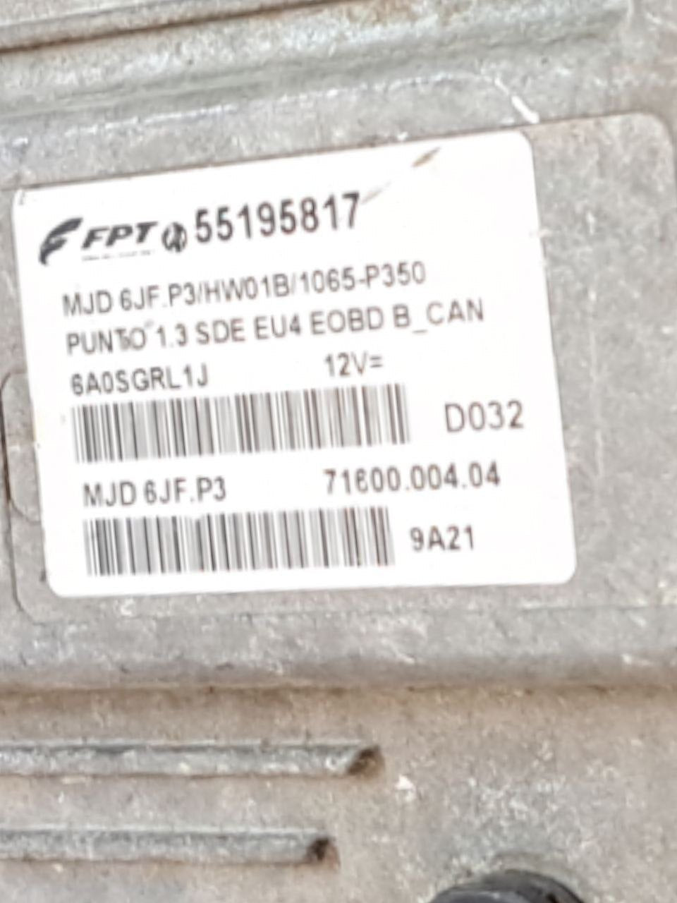 Centralina ECU Motore Fiat Punto 188 1.3 mjt (2003) COD:55195817