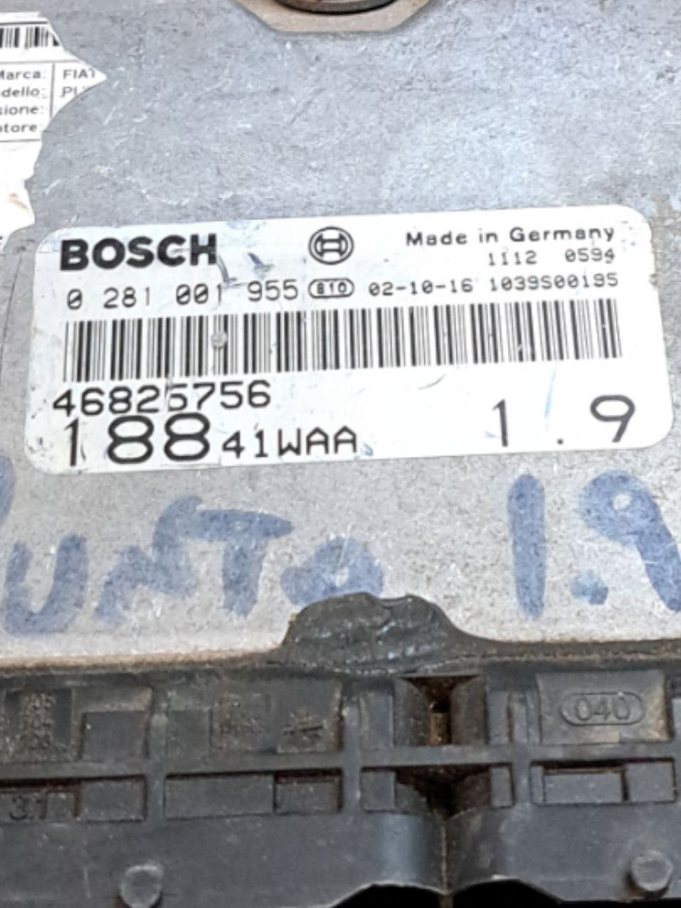 Centralina Ecu Motore  Fiat Punto 188 1.9 Diesel (2003) COD:46825756