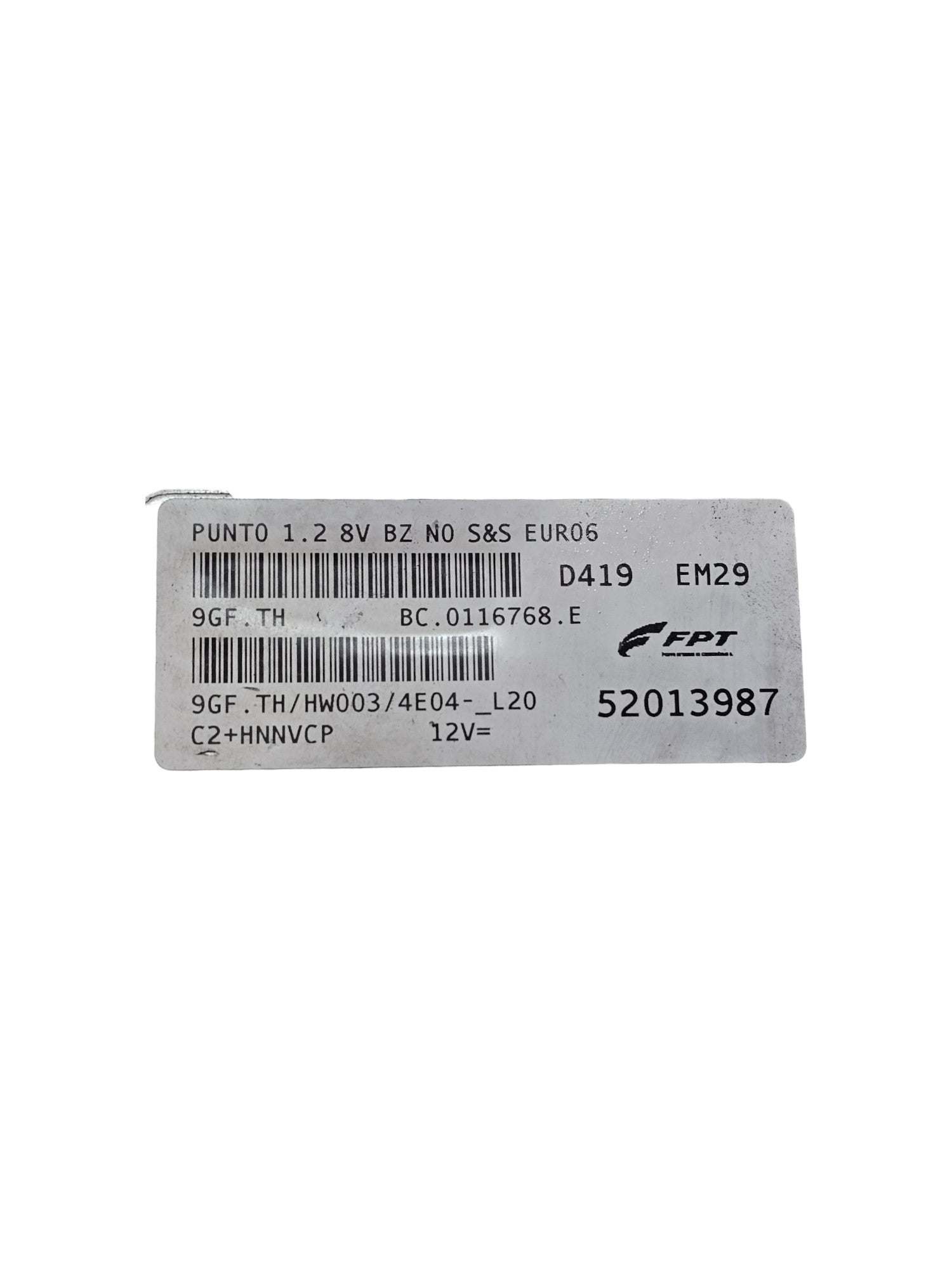 Centralina ECU Motore Fiat Punto EVO 1.2 Benzina Cod:52013987 (2009-2012)