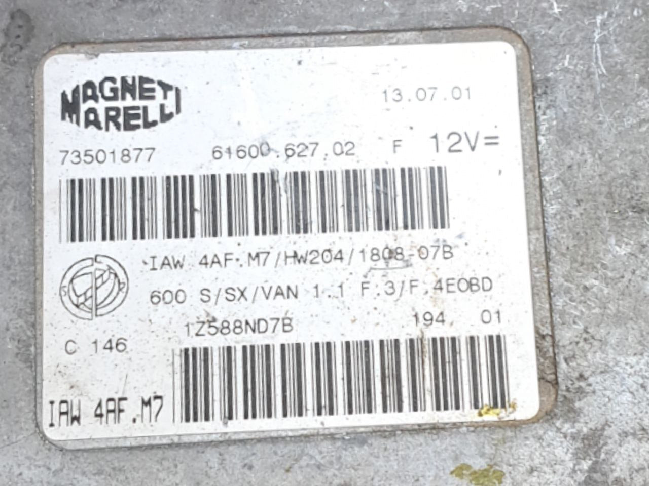 Centralina Ecu Motore Fiat Seicento 1.1 Benzina (2003) COD:73501877
