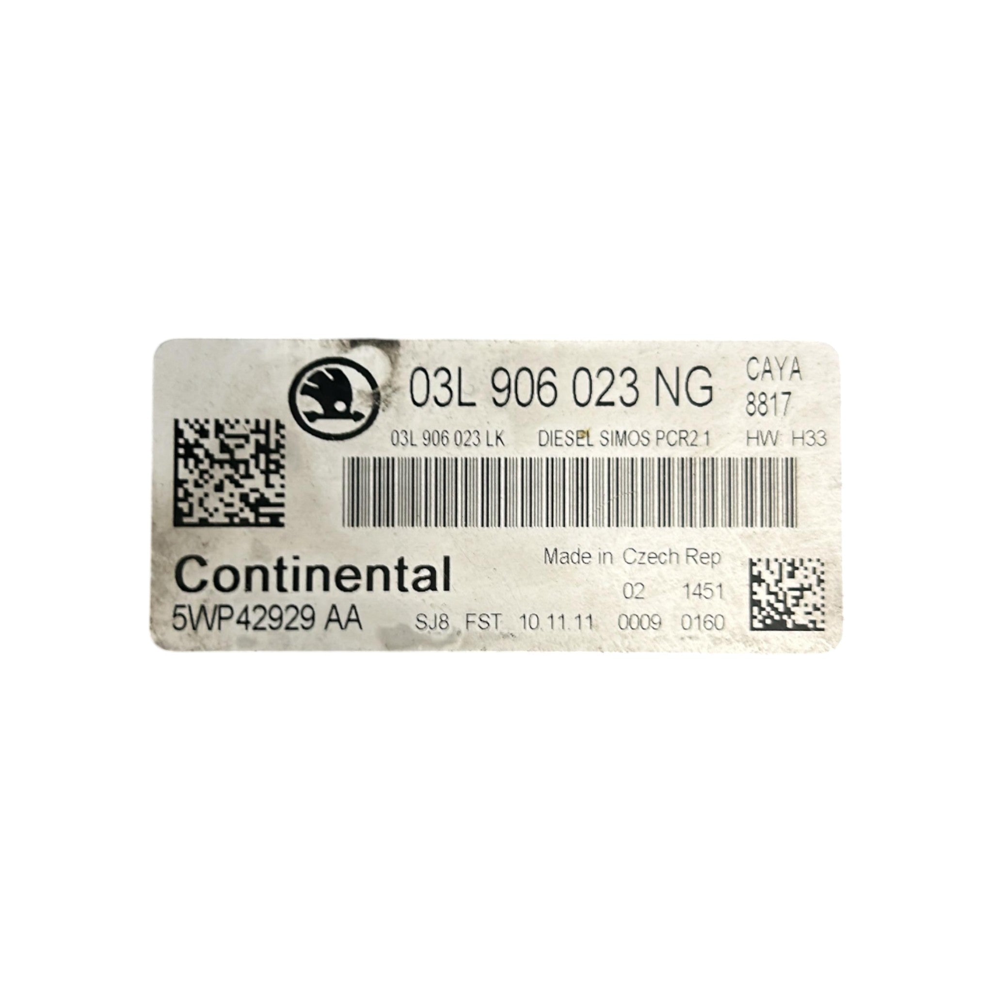 Centralina ECU Motore Skoda Fabia II (5J) cod.03L906023NG 1.6 Diesel (2007 > 2014) cod.03L906023LK