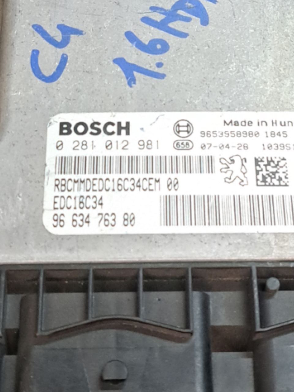 Centralina motore ecu Citroen C4 Picasso 1.6 hdi (2007) COD:9653958980 - 0281012981