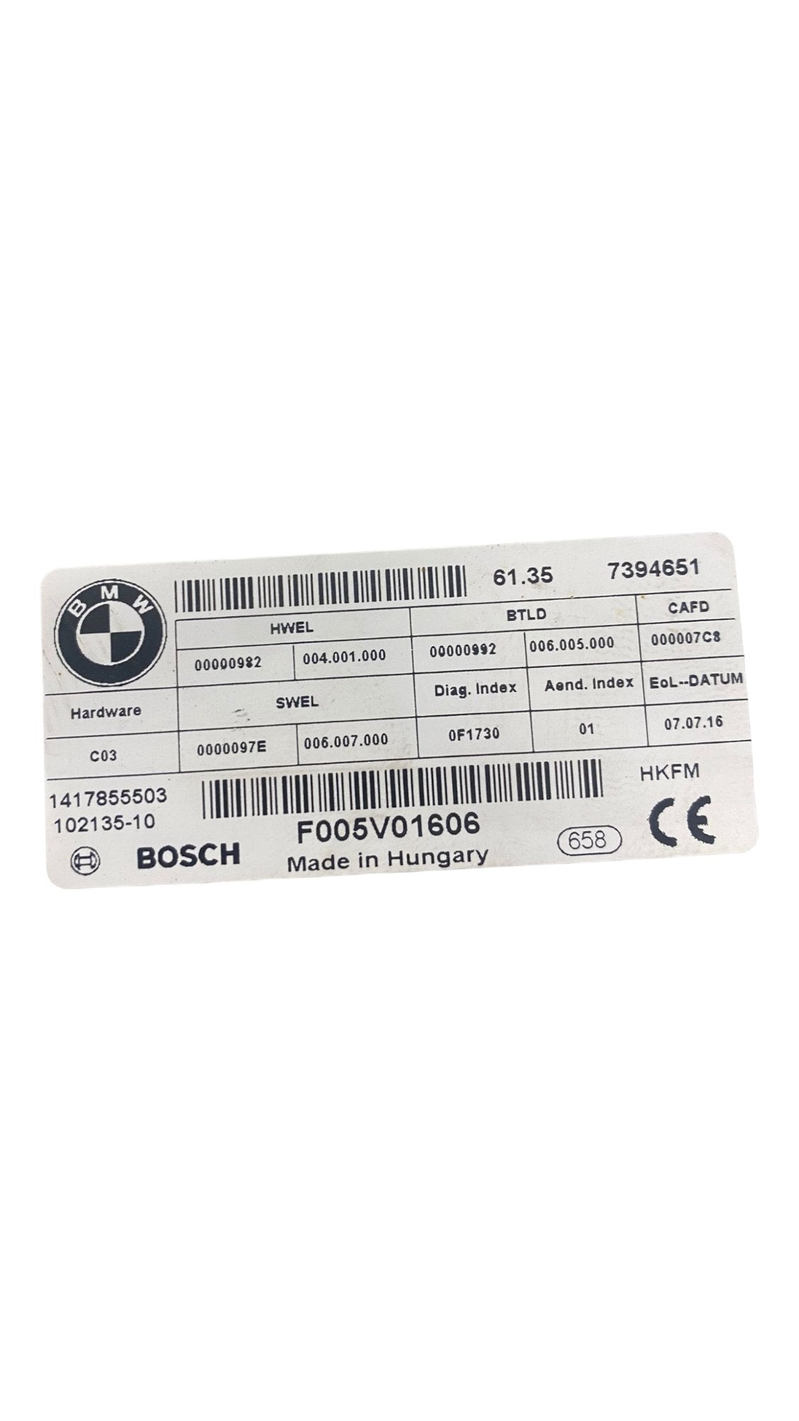 Centralina portellone posteriore automatico Bmw Serie 5 2.0 (f11 - 2015) cod:7394651 - F005V01606