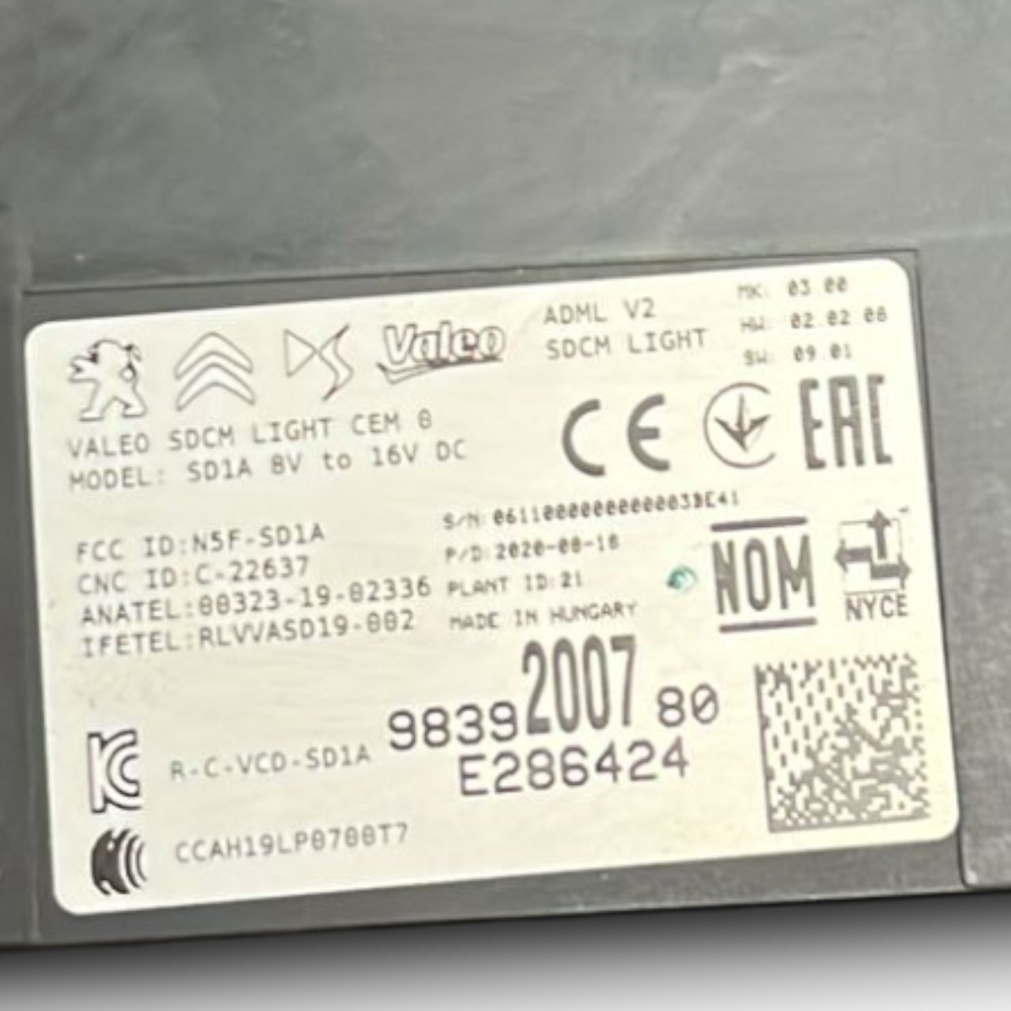 Centralina / Regolazione Fari Opel Corsa F cod:9839200780 (2019 >)