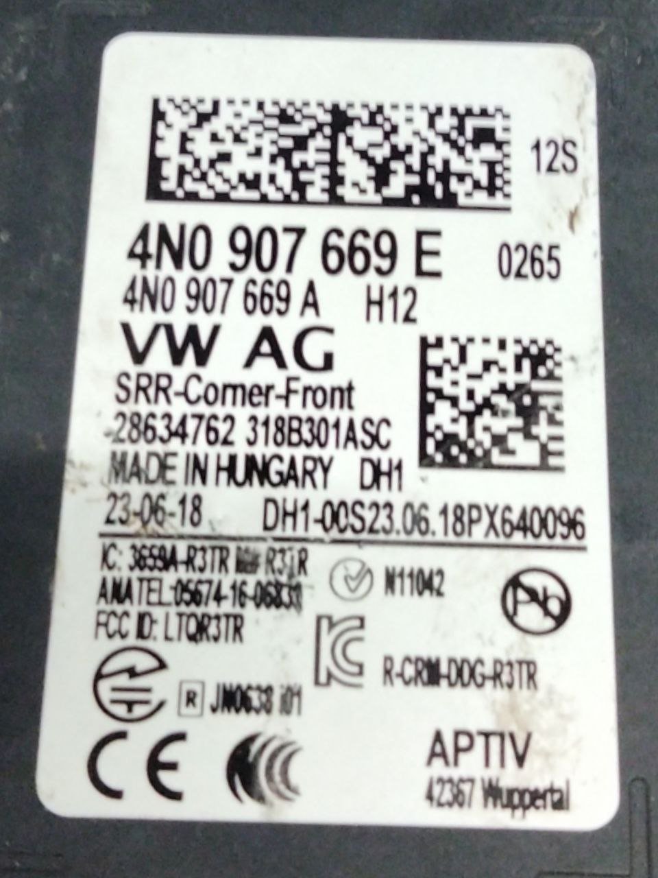 Centralina Sensori Anteriori Audi A6 / A7 / A8 (2017>) cod.4N0907669E