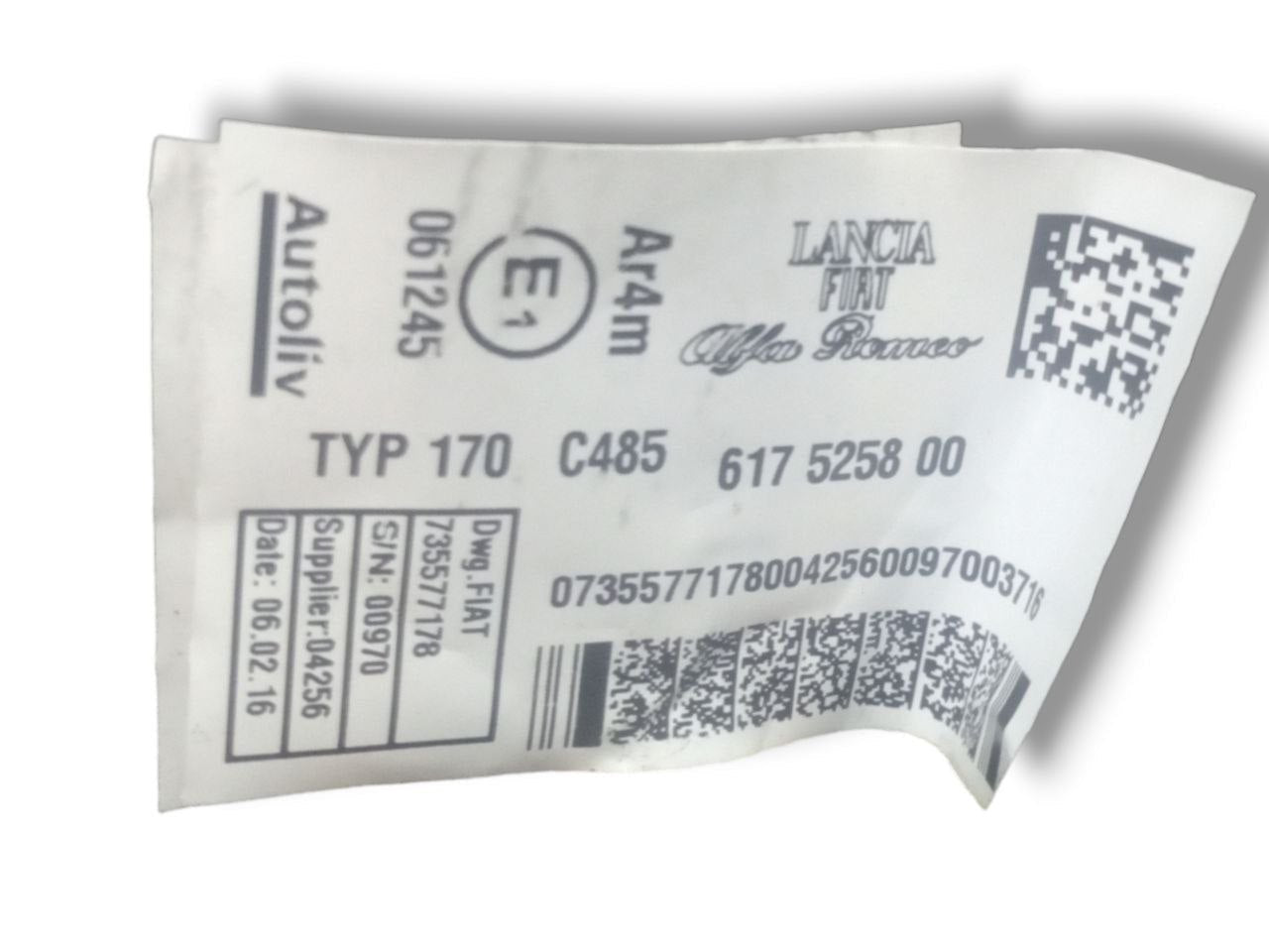 Cintura di Sicurezza posteriore destra (dx) Lancia Ypsilon (2014) cod: 617525800