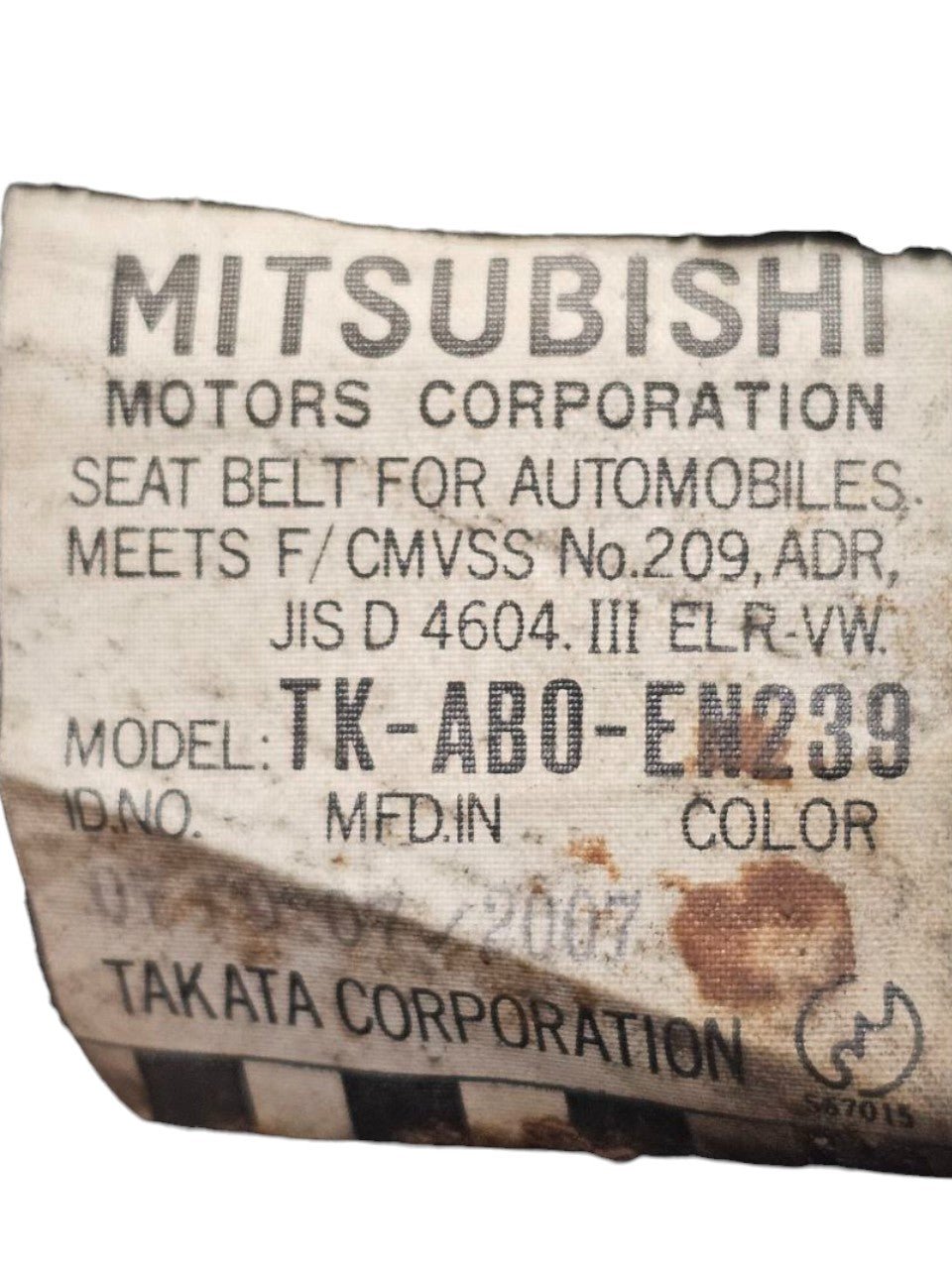 Cintura Di Sicurezza Posteriore Sinistra Mitsubishi Pajero V80 Cod:TK-AB0-EN239 (2006-2019)