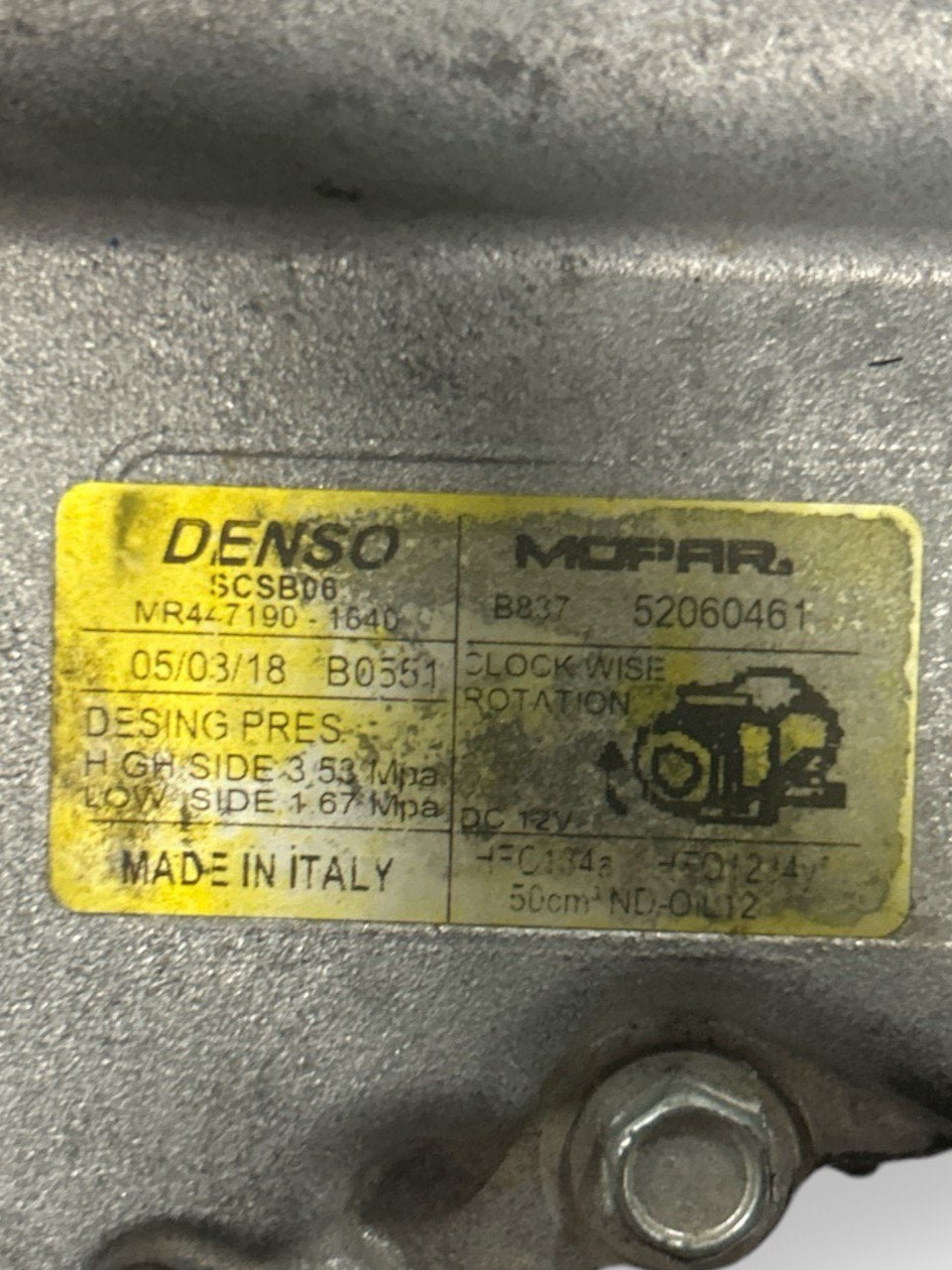 Compressore Aria Condizionata Fiat 500 1.2 Benzina (2007 > 2014) cod . 52060461