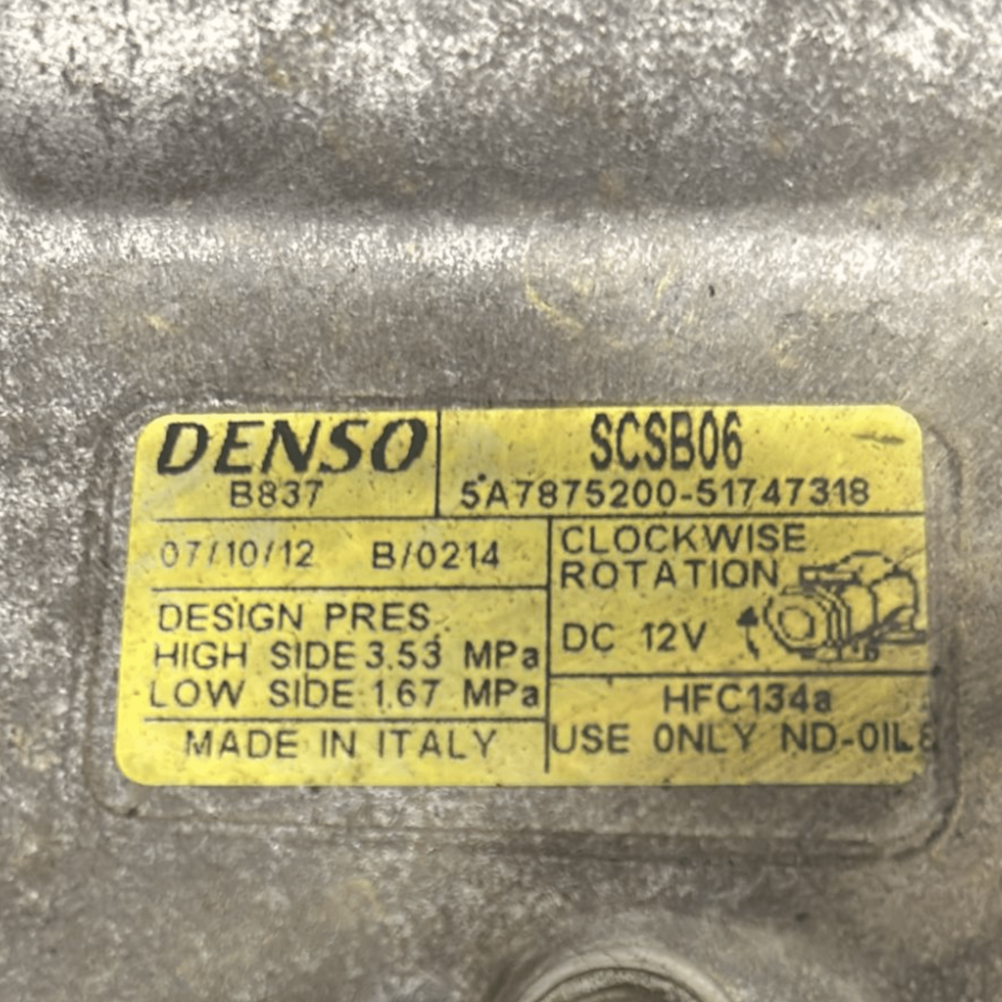 Compressore Aria Condizionata Fiat Panda 169 1.2 benzina (2003 > 2012) cod:5A7875200-51747318