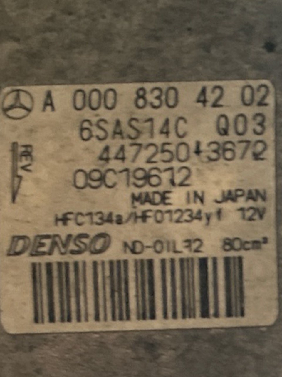 Compressore Aria Condizionata Mercedes Benz Classe A (W177) 1.3 Benzina (2018 > ) cod.A0008304202