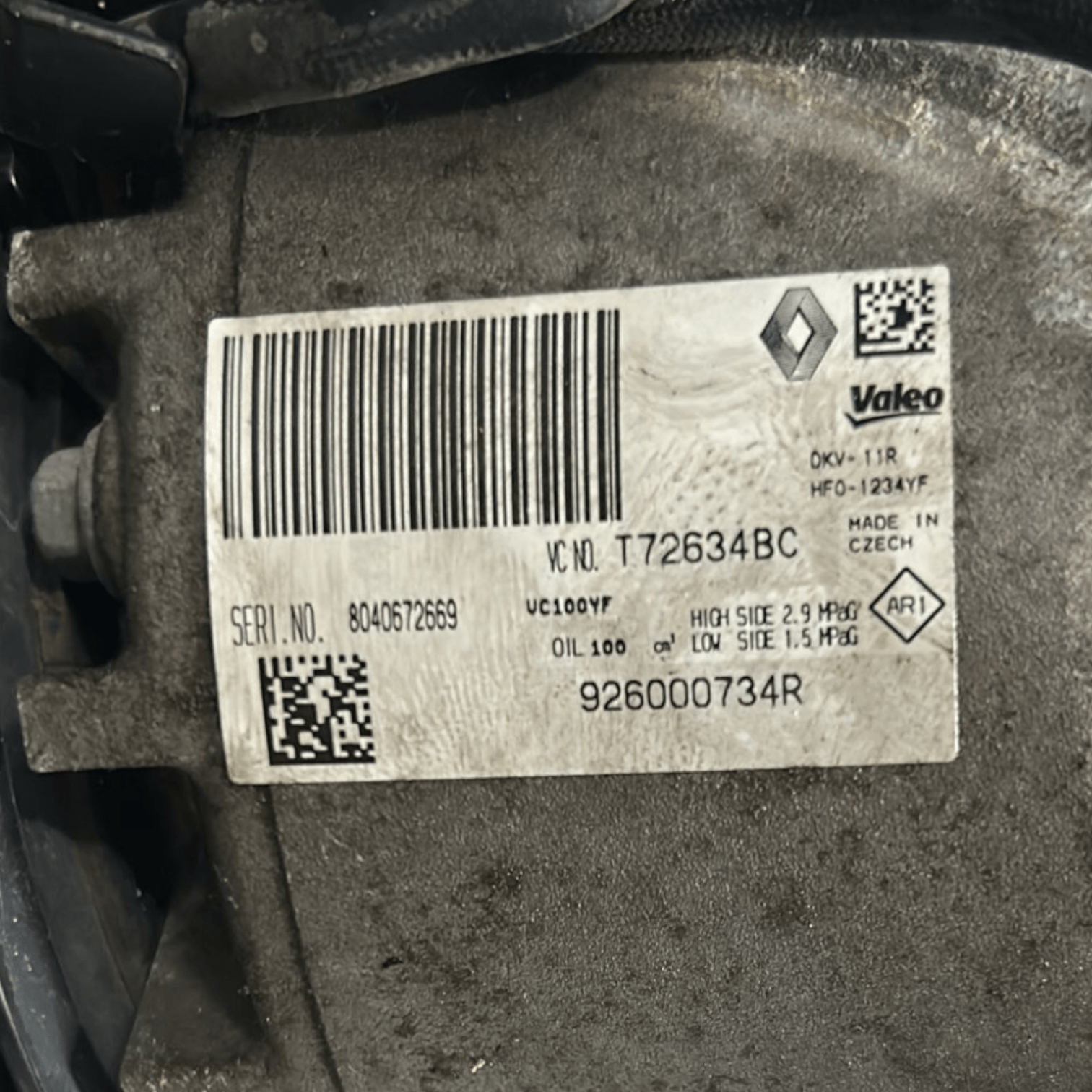 Compressore Aria Condizionata Renault Clio IV 0.9 Benzina cod:926000734R (2012 > 2021)