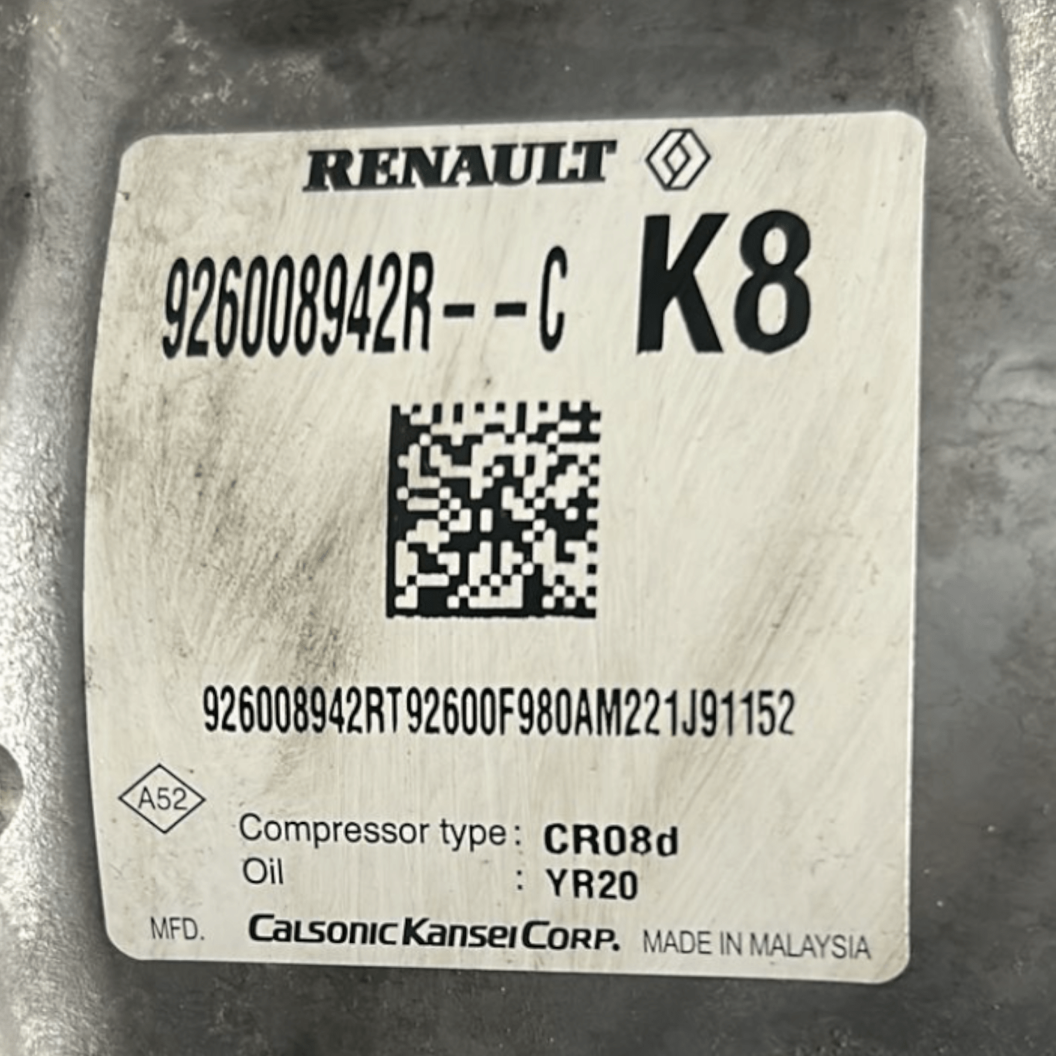 Compressore Aria Condizionata Renault Express 1.5 Diesel cod:926008942R (2020 >)