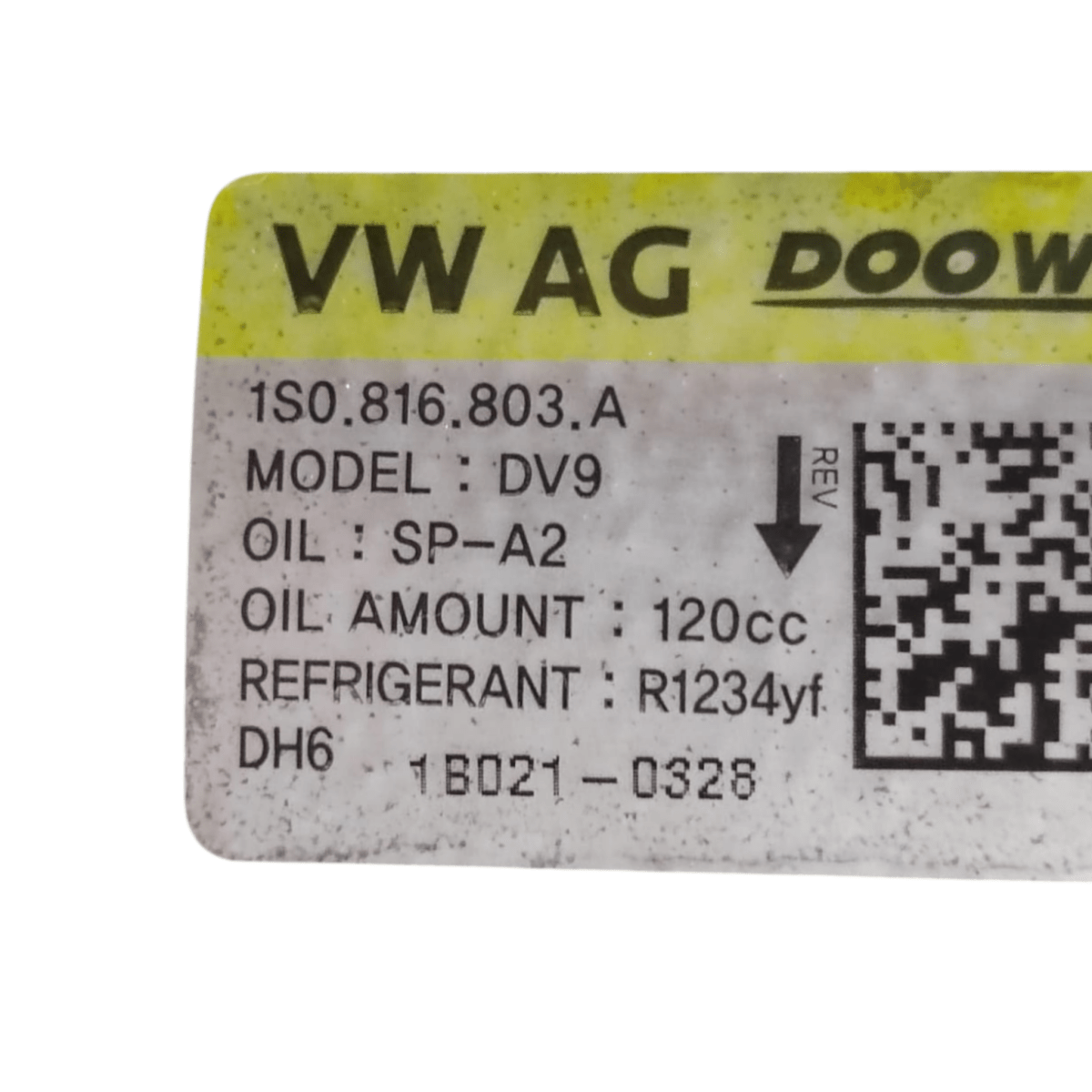 Compressore aria condizionata volkswagen up 1.0 benzina cod: 1s0816803a (2011-2024)