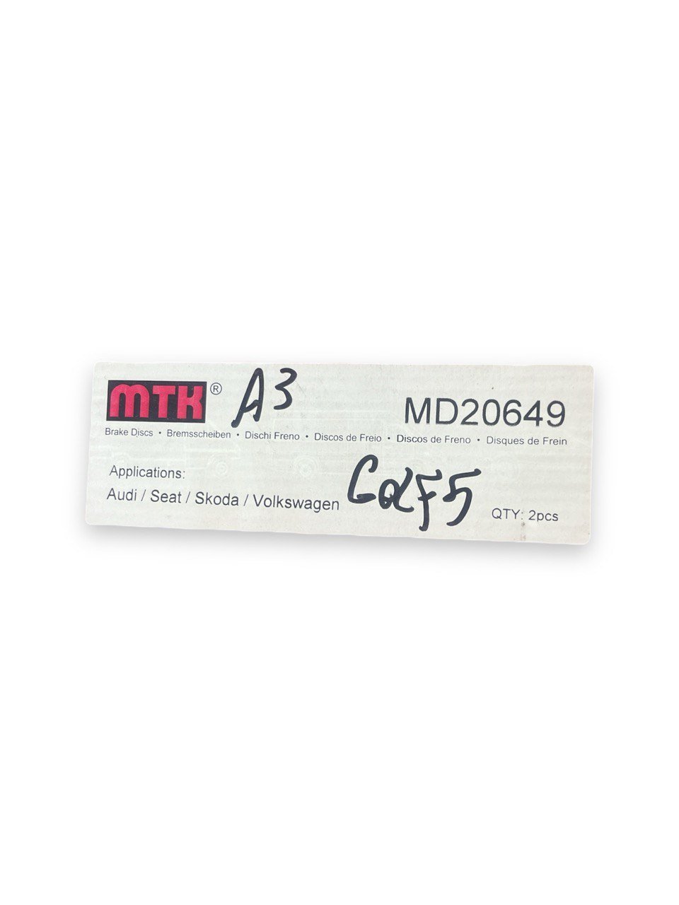 Coppia Dischi Freno Anteriori MTK Audi A3 8PA 1.9TDI / Volkswagen Golf VI 1.6TDI ( 2004 - 2012 ) cod : MD20649