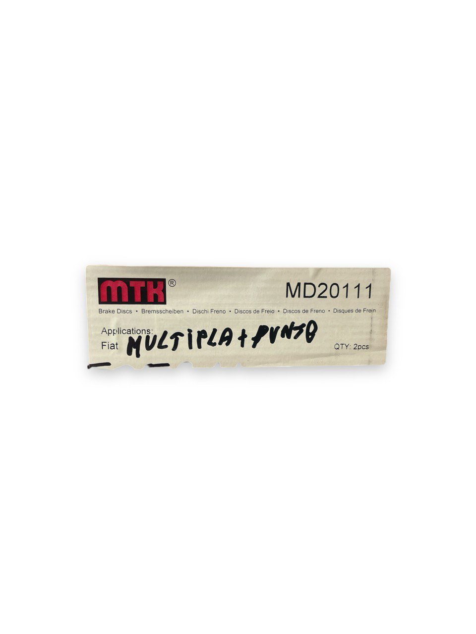 Coppia Dischi Freno Anteriori MTK Fiat Punto 188 1.8 HGT / 1.9 JTD ( 2001 - 2010 ) cod : MD20111