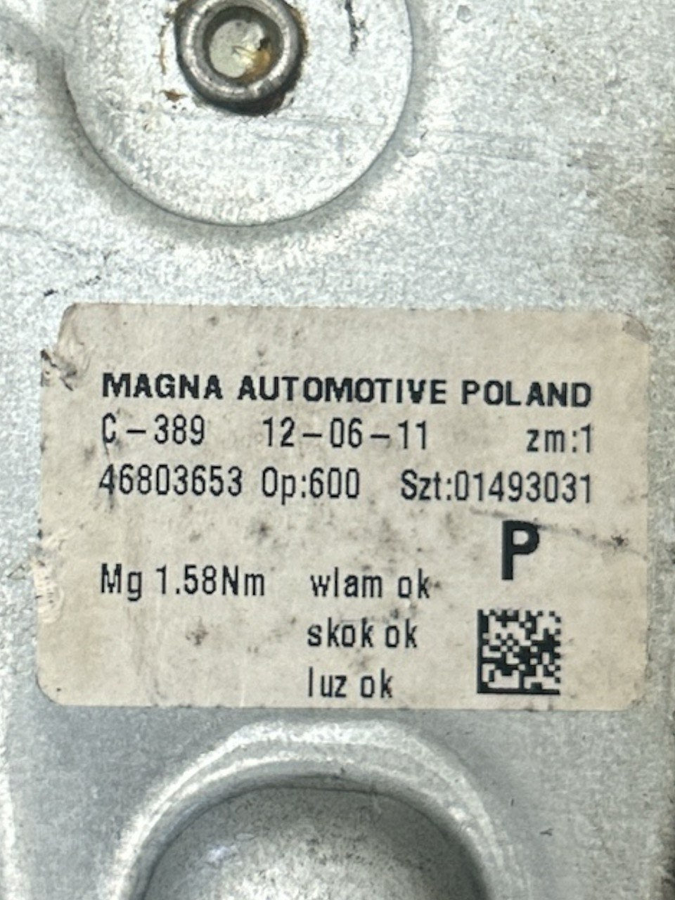 Cremagliera Alzavetro Manuale Posteriore Destra (DX) Fiat Panda (169) (2003 > 2012) cod.46803653