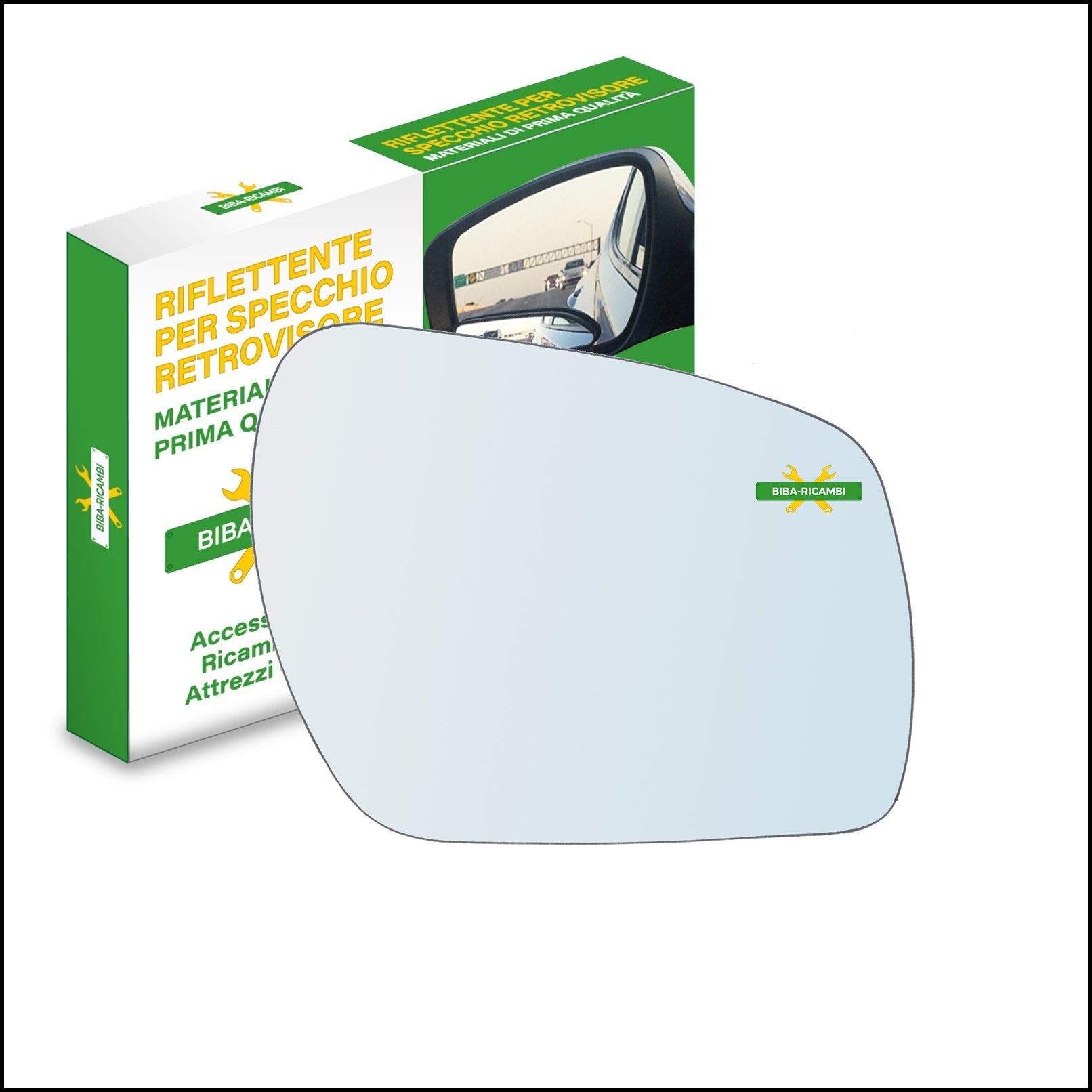 Vetro Specchio Retrovisore Cromato Lato Dx-Passeggero Per Ford Fiesta V (JH) solo dal 2008-2010 (specchio piu grande) BIBA-RICAMBI