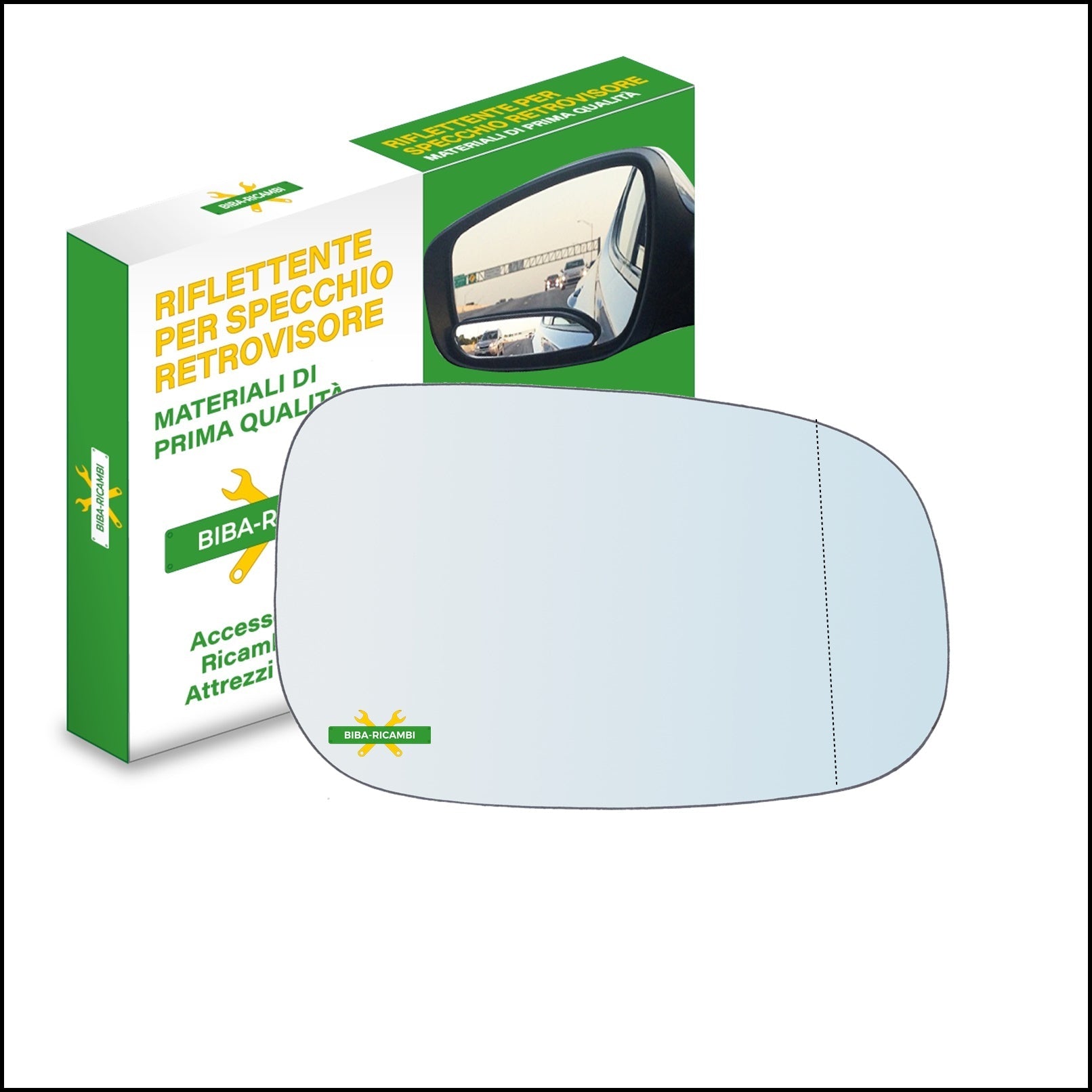 Vetro Specchio Retrovisore Asferico Lato Dx-Passeggero Per Volvo V70 II (285) solo dal 2007-2008 BIBA-RICAMBI
