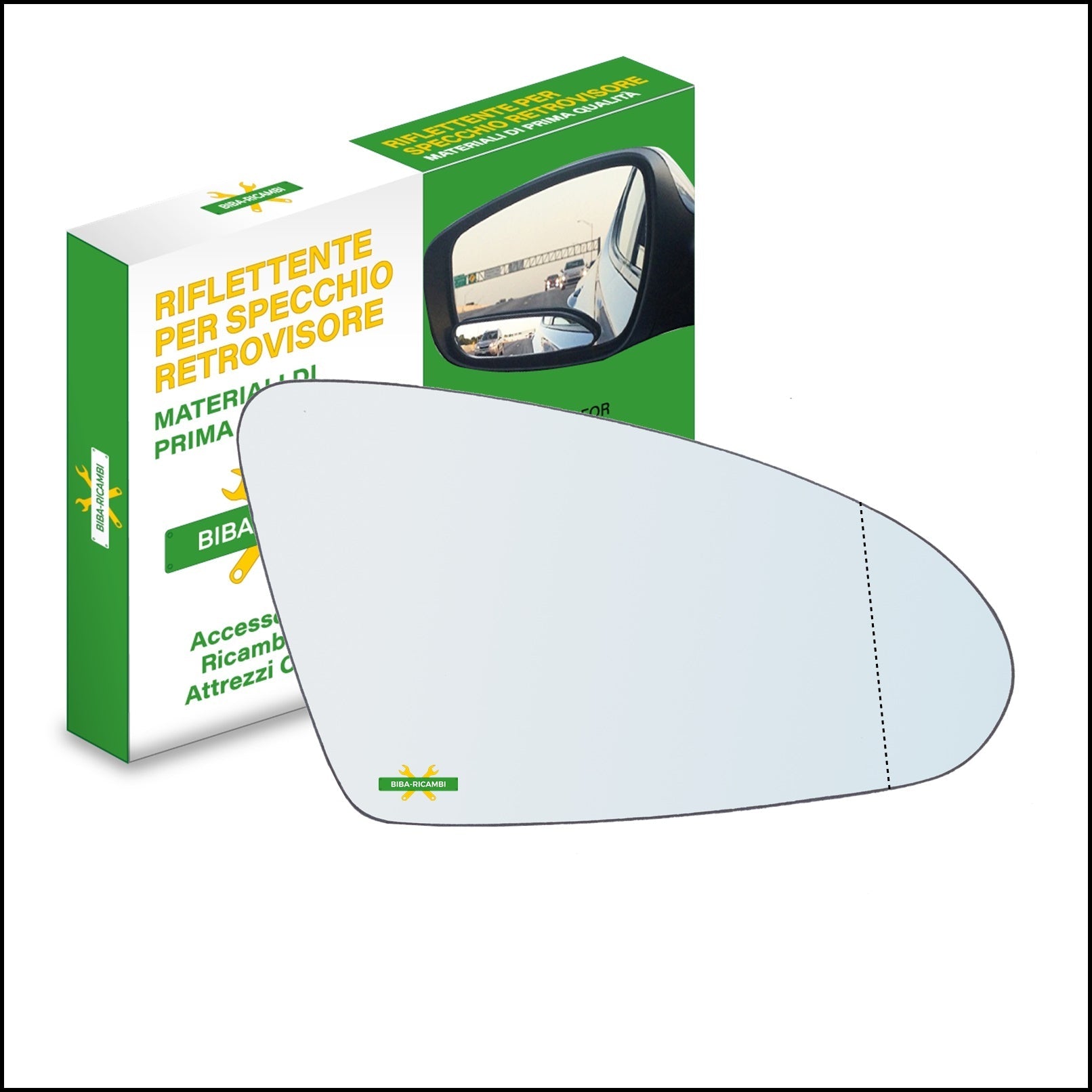 Vetro Specchio Retrovisore Asferico Lato Dx-Passeggero Per Nissan Primera (P12) dal 2002-2008 BIBA-RICAMBI