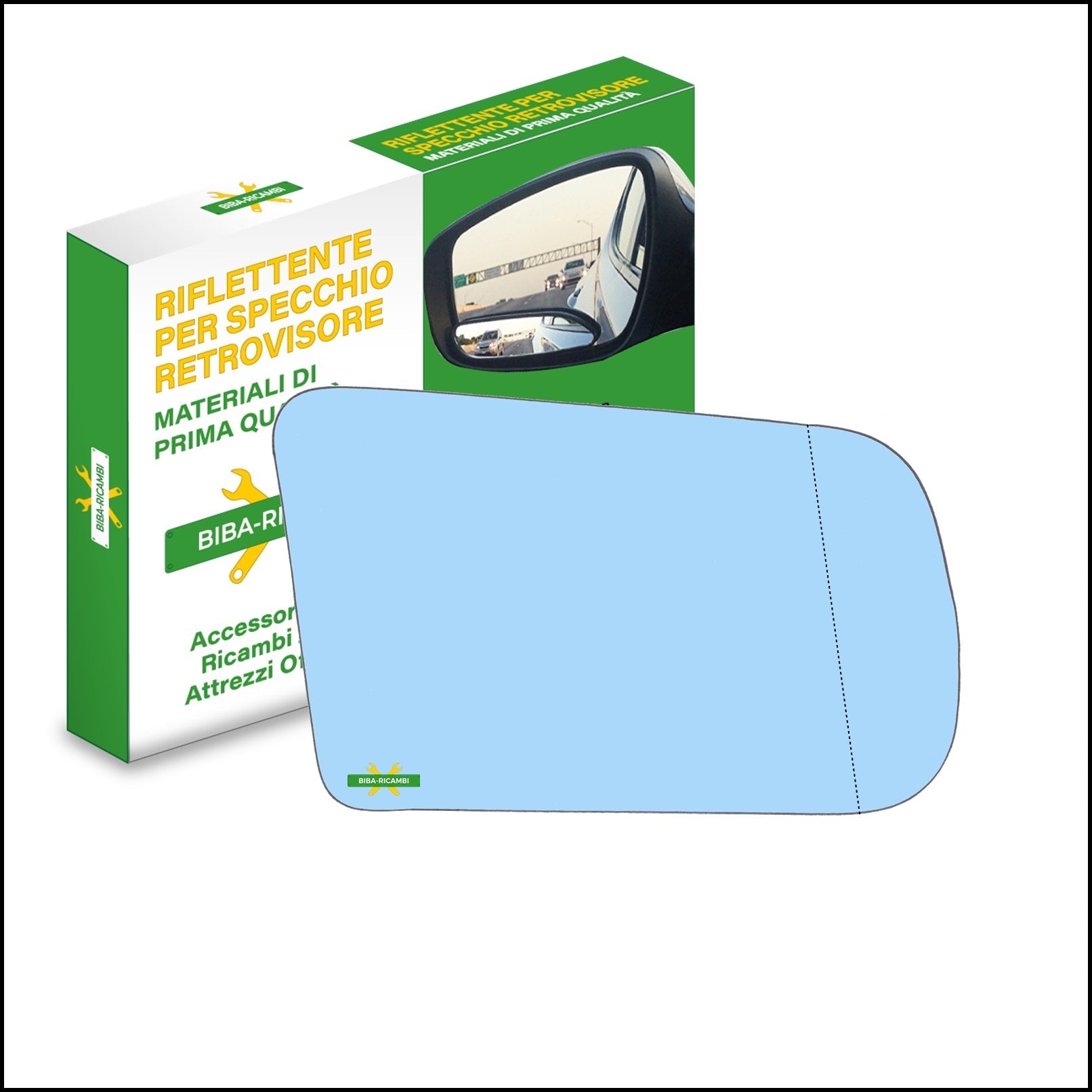 Vetro Specchio Retrovisore Azzuratto Asferico Lato Dx-Passeggero Per Lancia Thema I (834_) dal 1984-1994 BIBA-RICAMBI