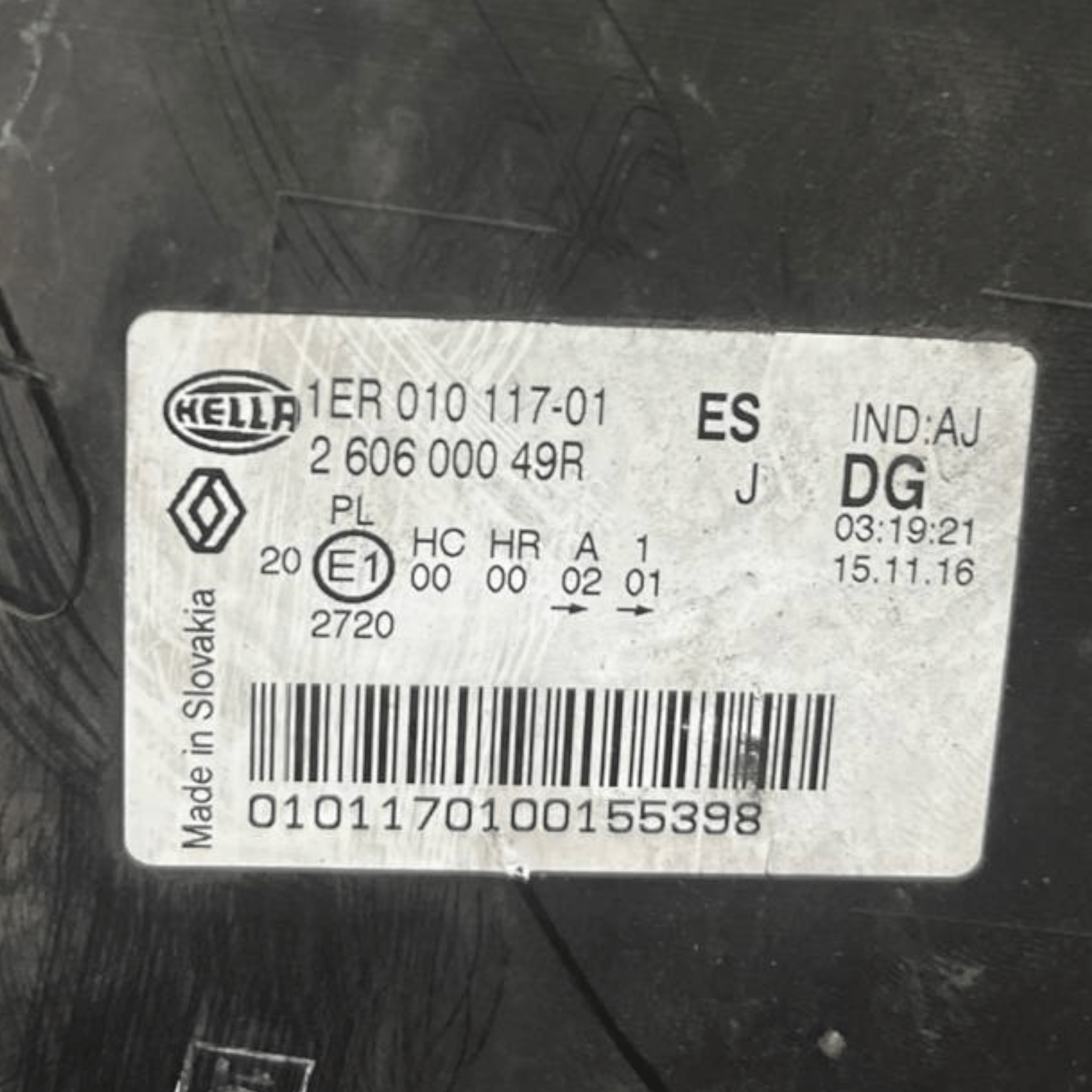 Faro / Fanale Alogeno sinistro (sx) Renault Master III  (2010 al 2019) cod: 260600049R
