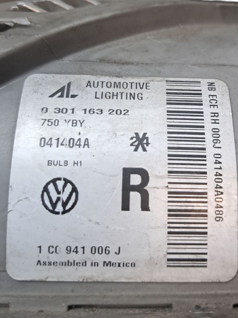 Faro fanale anteriore destro Alogeno Volkswagen New Beetle (2004) COD:0301163202