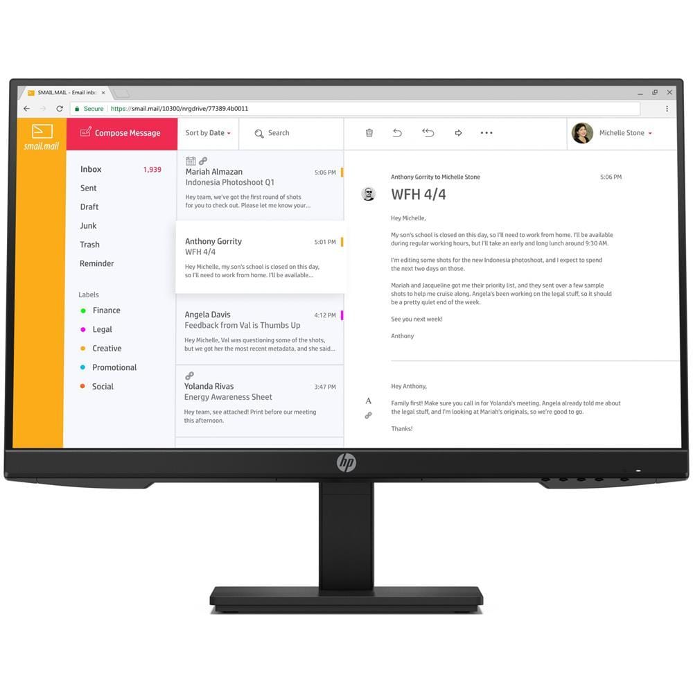 Monitor HP 7VH44AT P24h G4 23.8" IPS FHD, HDMI, DisplayPort (A) - BIBA-RICAMBI