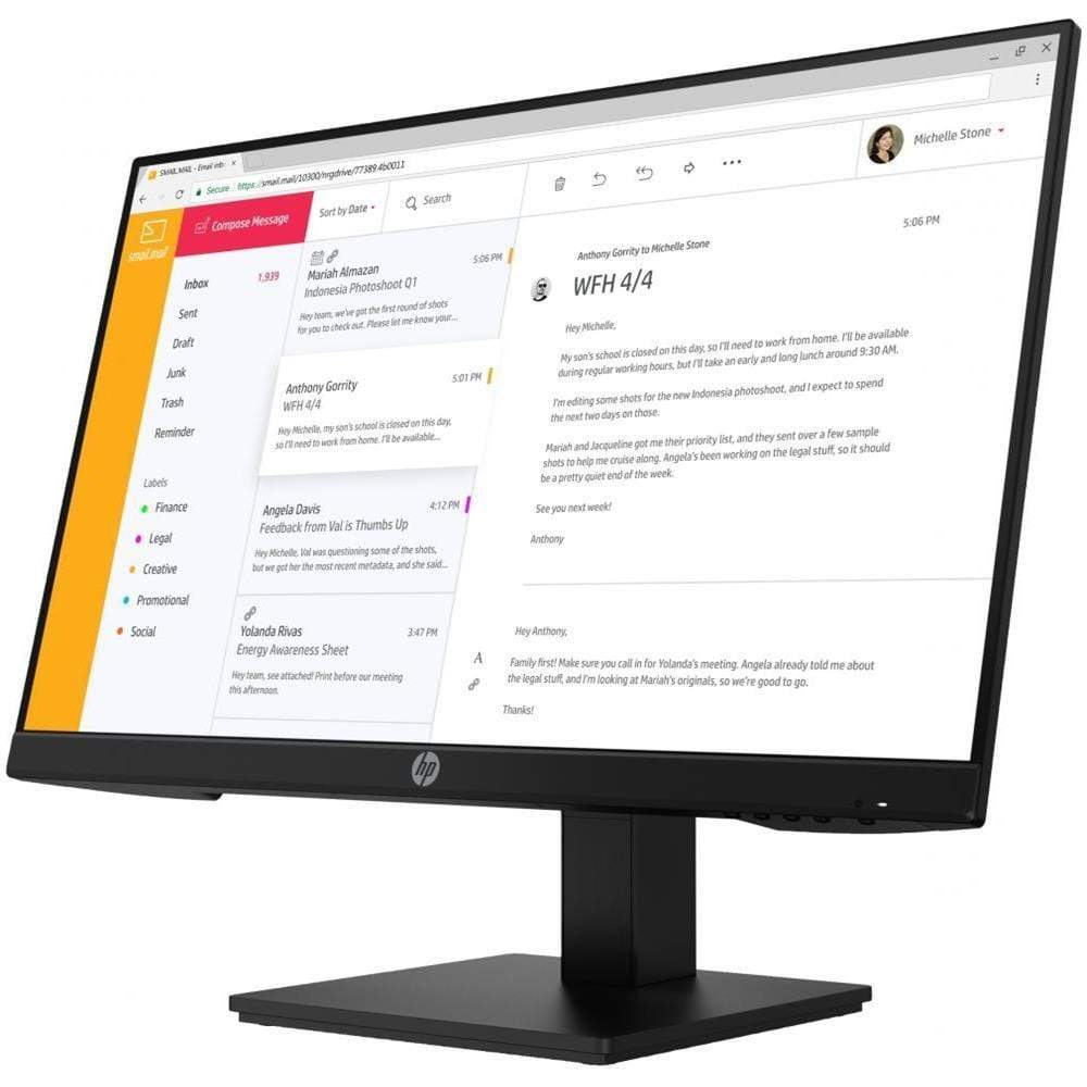 Monitor HP 7VH44AT P24h G4 23.8" IPS FHD, HDMI, DisplayPort (A) - BIBA-RICAMBI