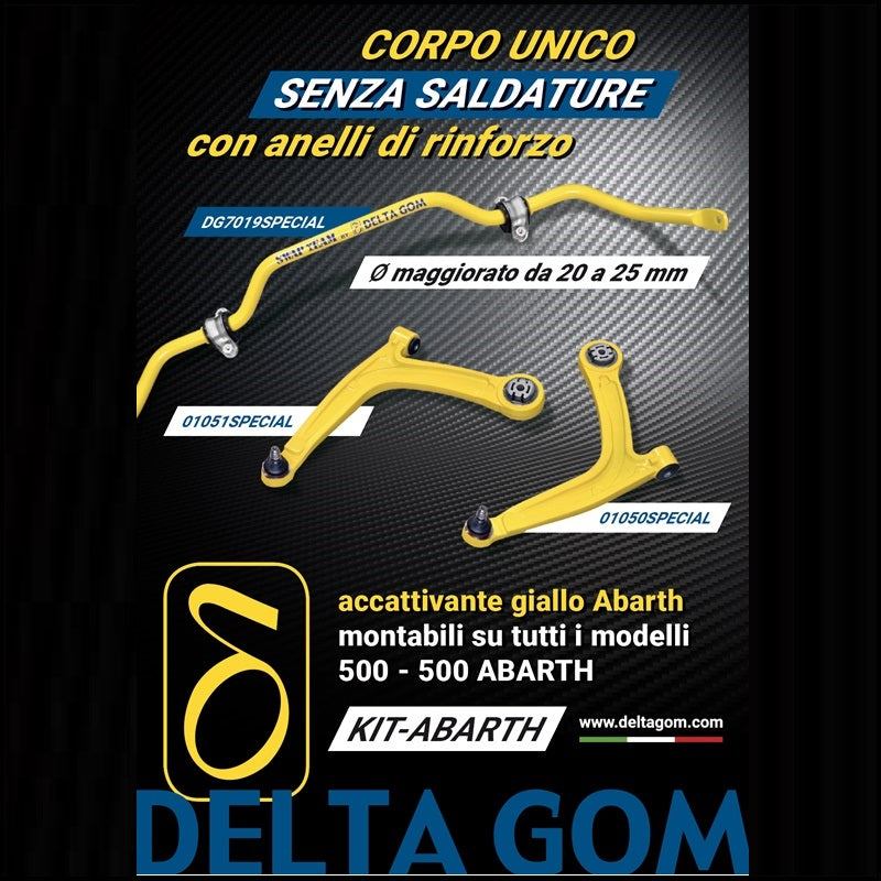 Giallo Abarth 500 Kit Bracci Sospensione Rinforzati | Barra Stabilizzatrice Maggiorata da 20 a 25 mm BIBA-RICAMBI
