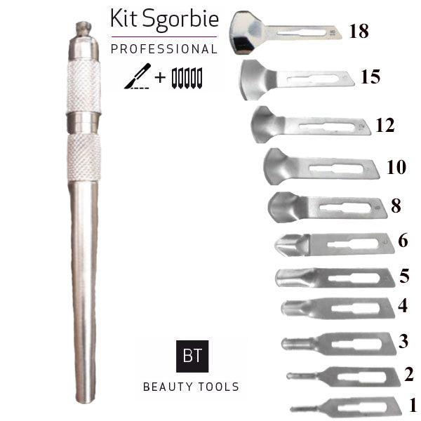 KIT PROF MANICO SGORBIE+ LAME 2 PZ X 1,2,3,4,5,6,8,10,12,15,18 - BIBA-RICAMBI