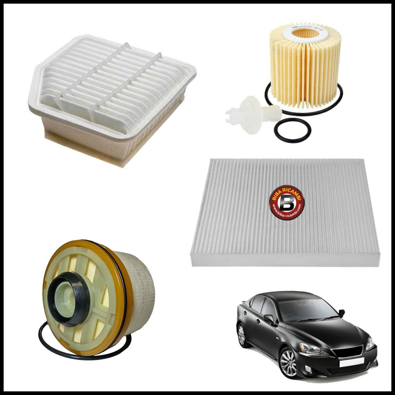 Kit Tagliando Filtri Per Lexus IS 2.200 D 130kw/177cv dal 2005&gt; BIBA-RICAMBI