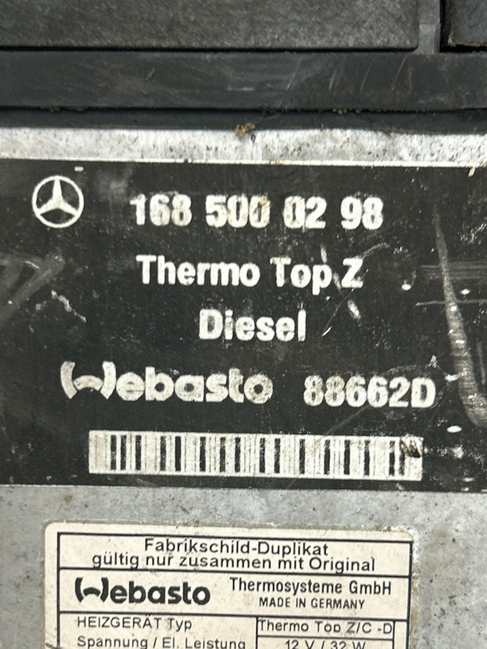 Mercedes Benz Classe A (W168) 1.7 Diesel (1997 > 2004) cod.1685000298 Motorino Riscaldamento Ausiliario / Stufa