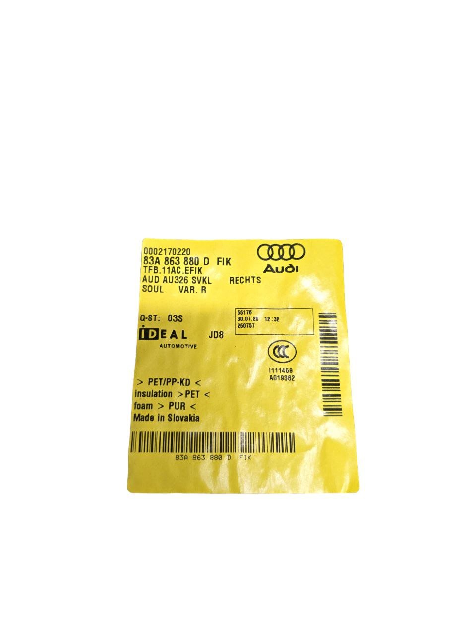 MODANATURA INTERNA BAGAGLIAIO DESTRA AUDI Q3 F3 (2018>) Cod : 83A863880D