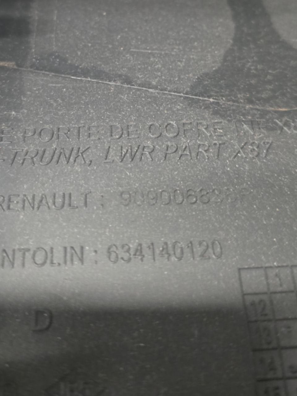 MODANATURA INTERNA PORTELLONE BAGAGLIAIO RENAULT CAPTUR Cod : 909006836R (2013-2019)
