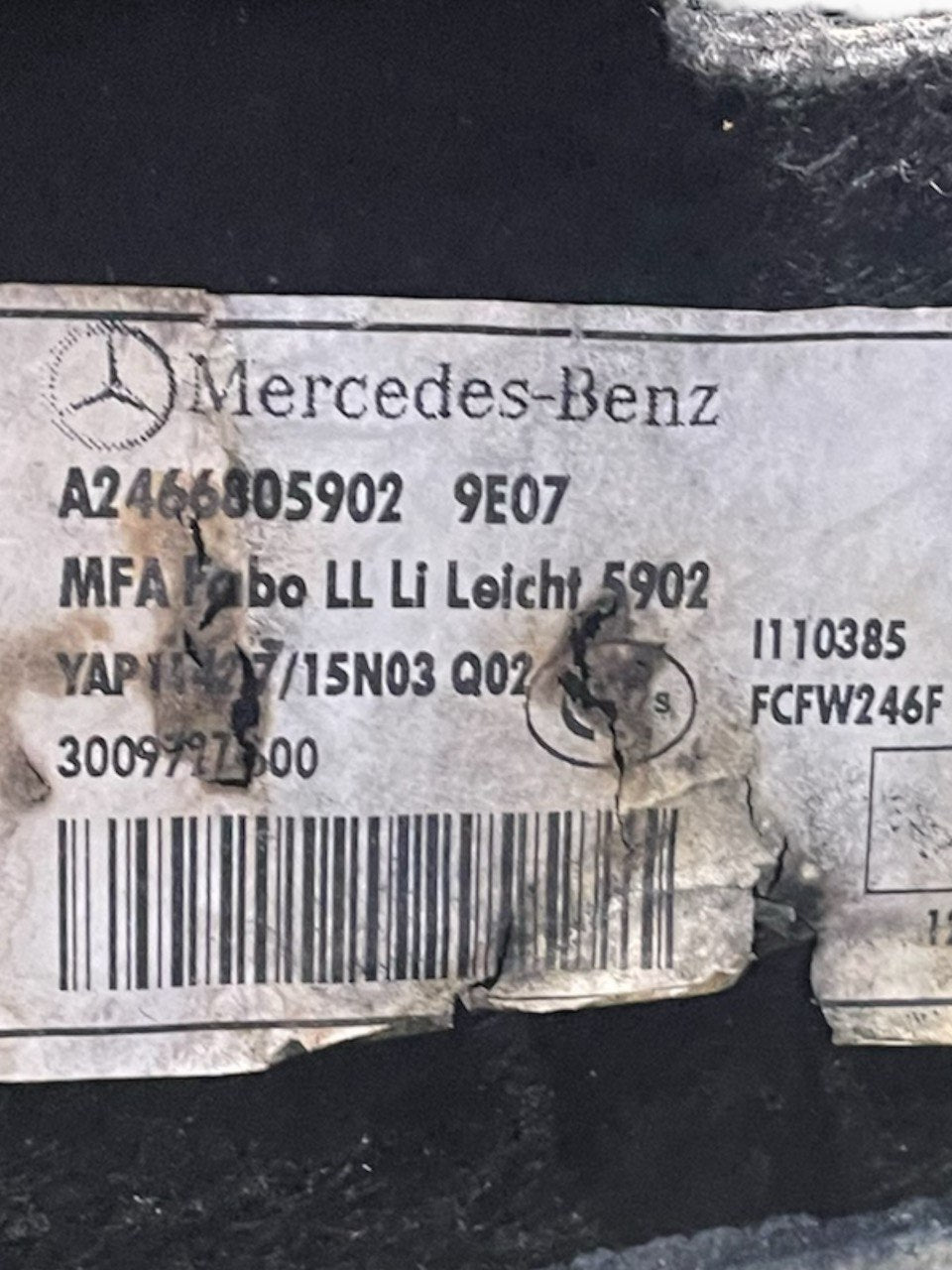 Moquette anteriore sinistro (sx) Mercedes Benz Classe A (W176) cod:A2466805902 (2012 > 2018)