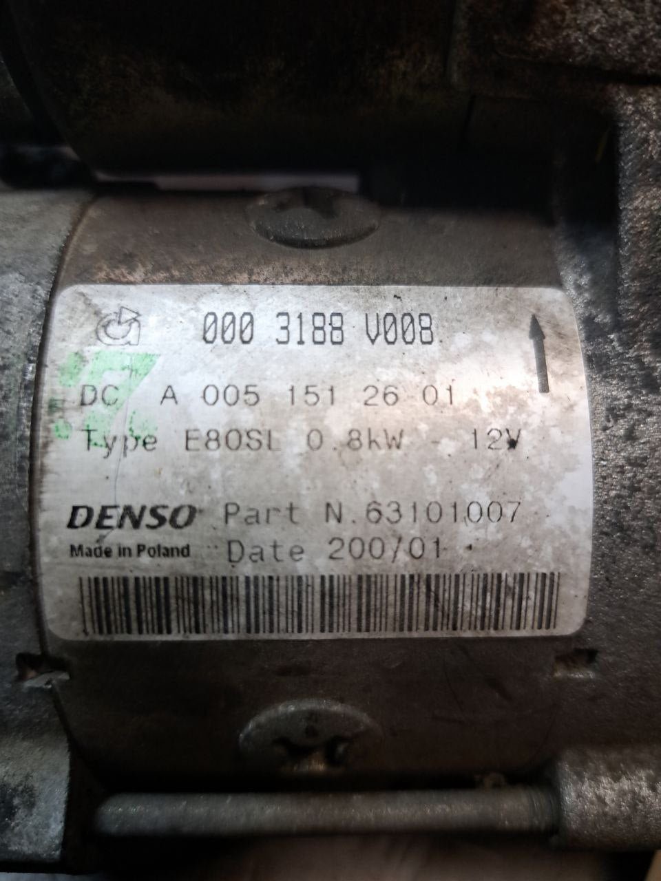 Motorino avviamento  Smart Fortwo 0.6 benzina ( 1998-2003 ) COD:0003188V00B