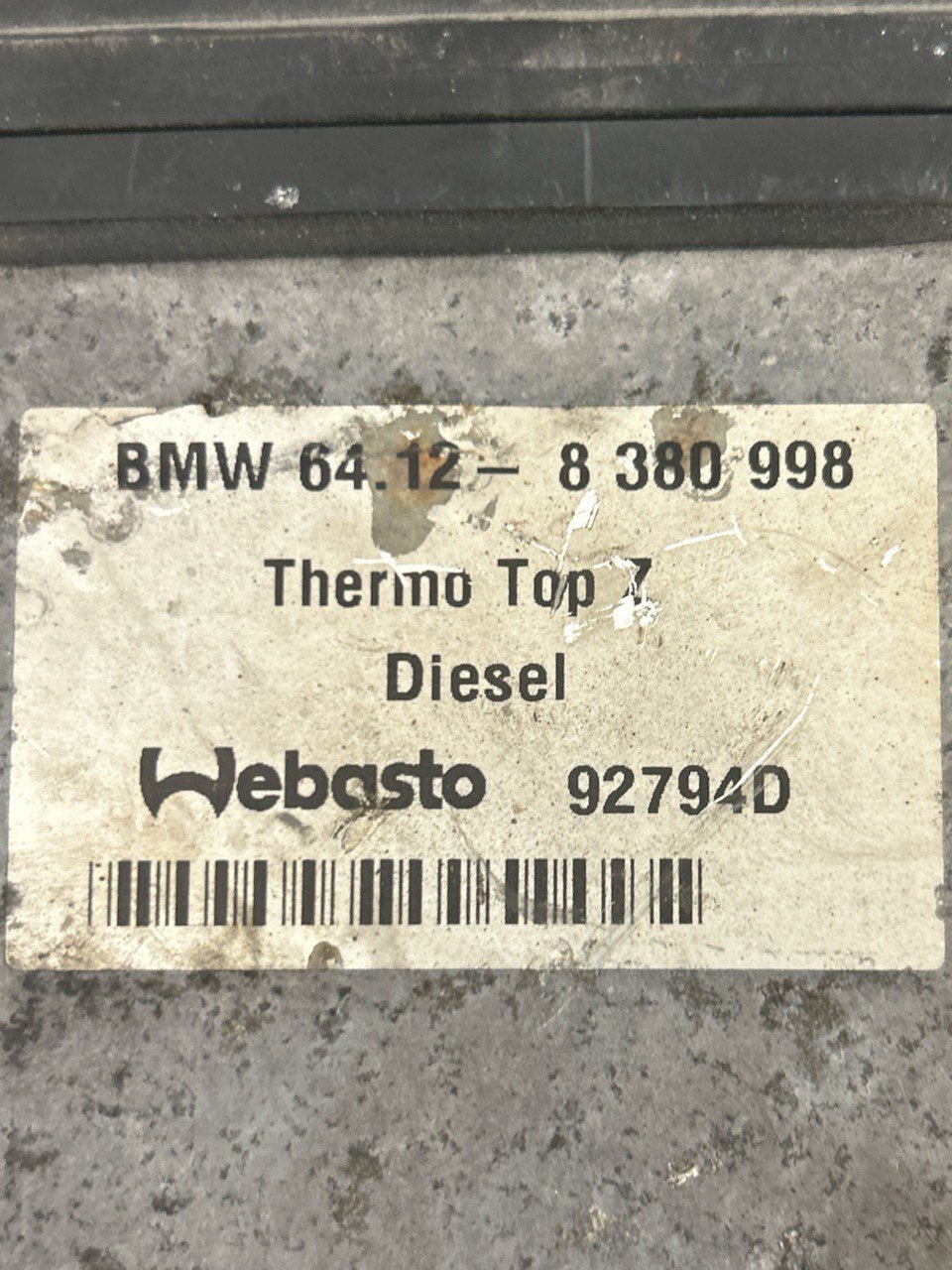 Motorino Riscaldamento Ausiliario / Stufa (WEBASTO) BMW X5 (E53) 3.0 Diesel (1999 > 2006) cod.66724B cod.92794D