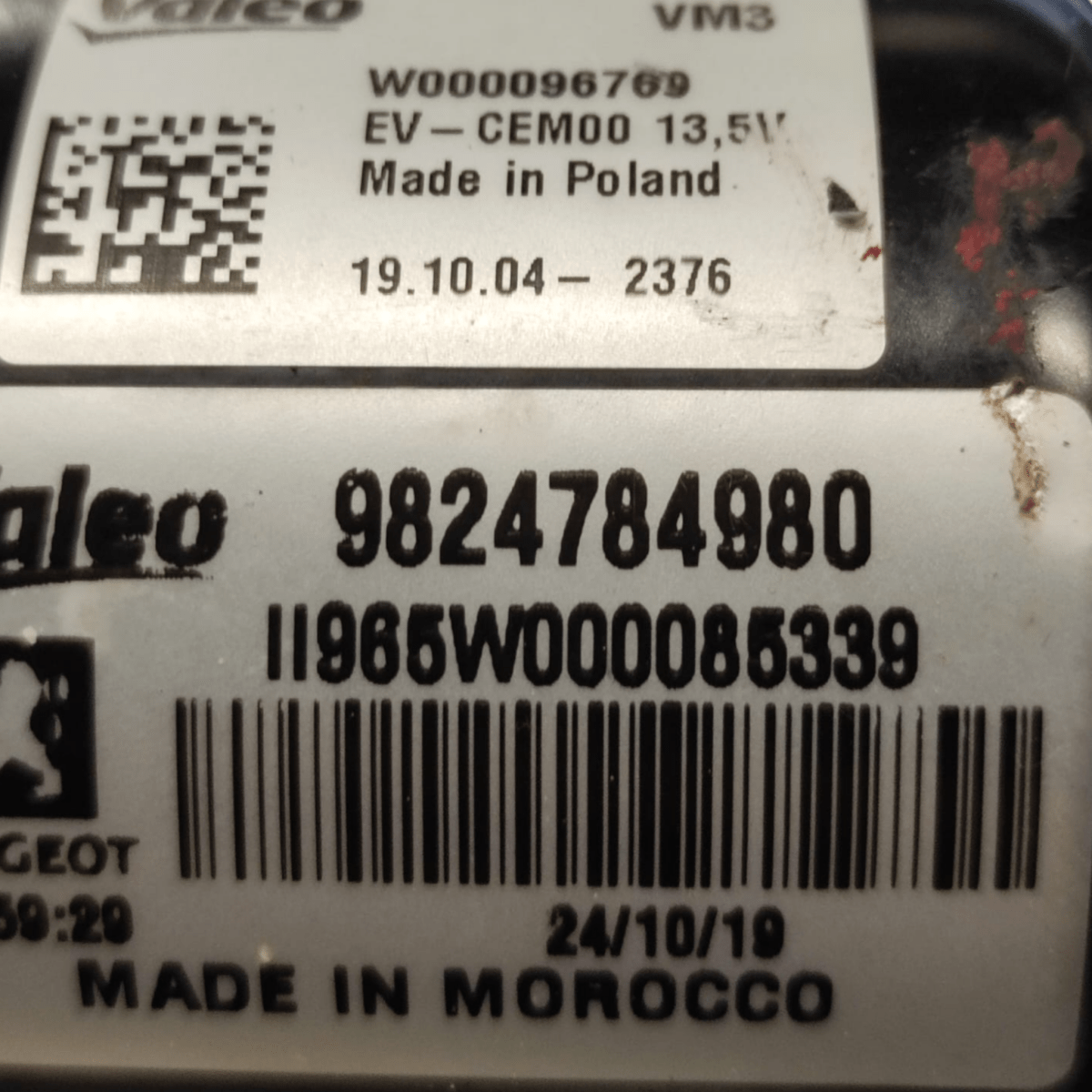 Motorino Tergicristallo Anteriore Opel Corsa F COD: 9824784980 (2017-)