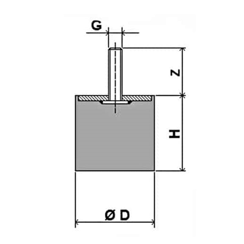 Tamponi Antivibranti Maschio-Piede 100x30 | M16x42 | Quantità (10pz) BIBA-RICAMBI