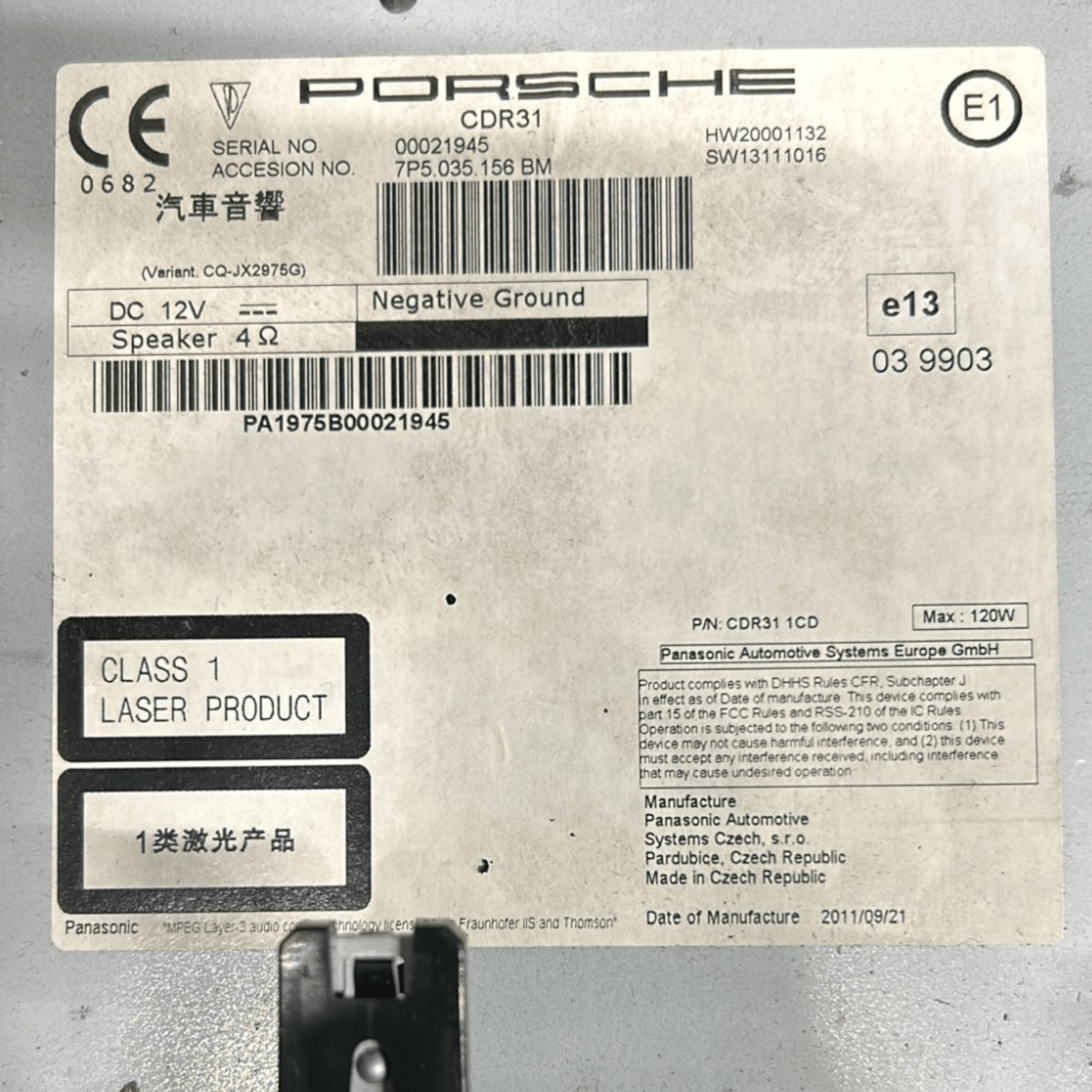 Navigatore / Autoradio Porsche Cayenne 958 cod:7P5035156 (2010 > 2017)