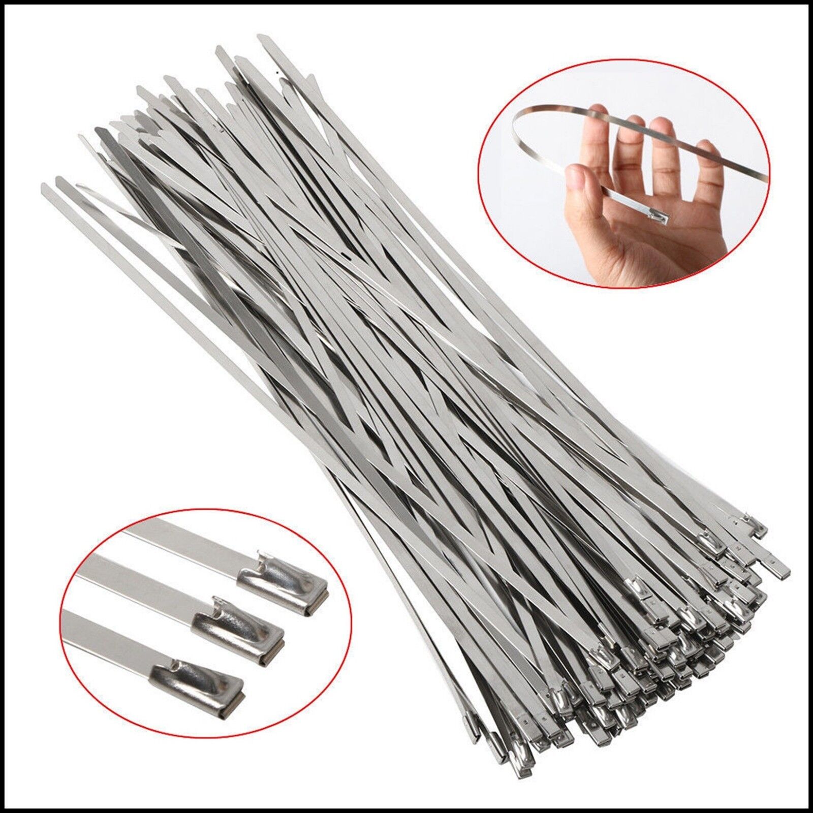 Fascette Fascetta inox panduit cuffie giunti semiasse (370x4.5mm) 10 pezzi attrezzi officina BIBA-RICAMBI