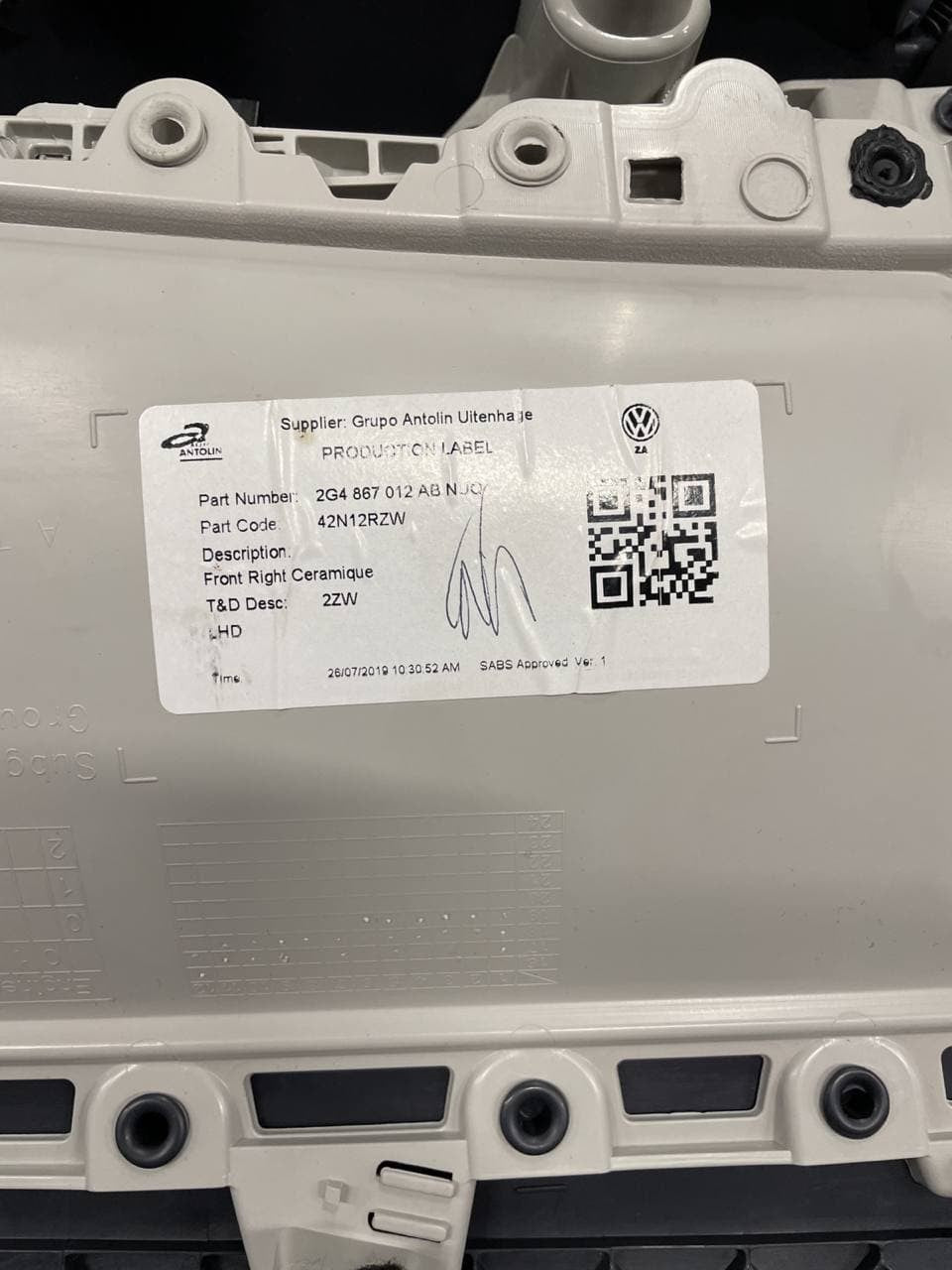 Pannello portiera Volkswagen Polo ( AW1 ) anteriore destro